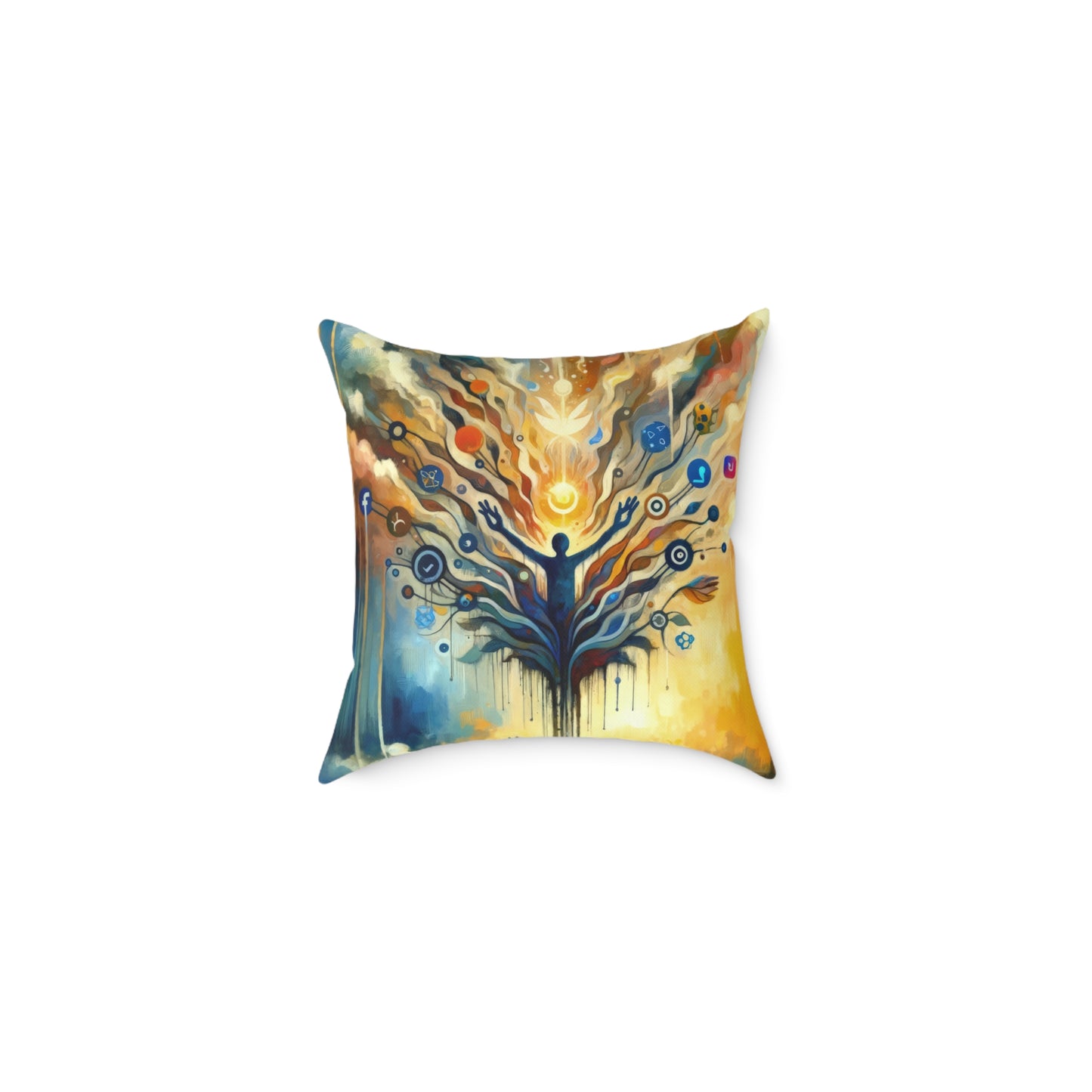 Reflective Digital Meditation Spun Polyester Pillow