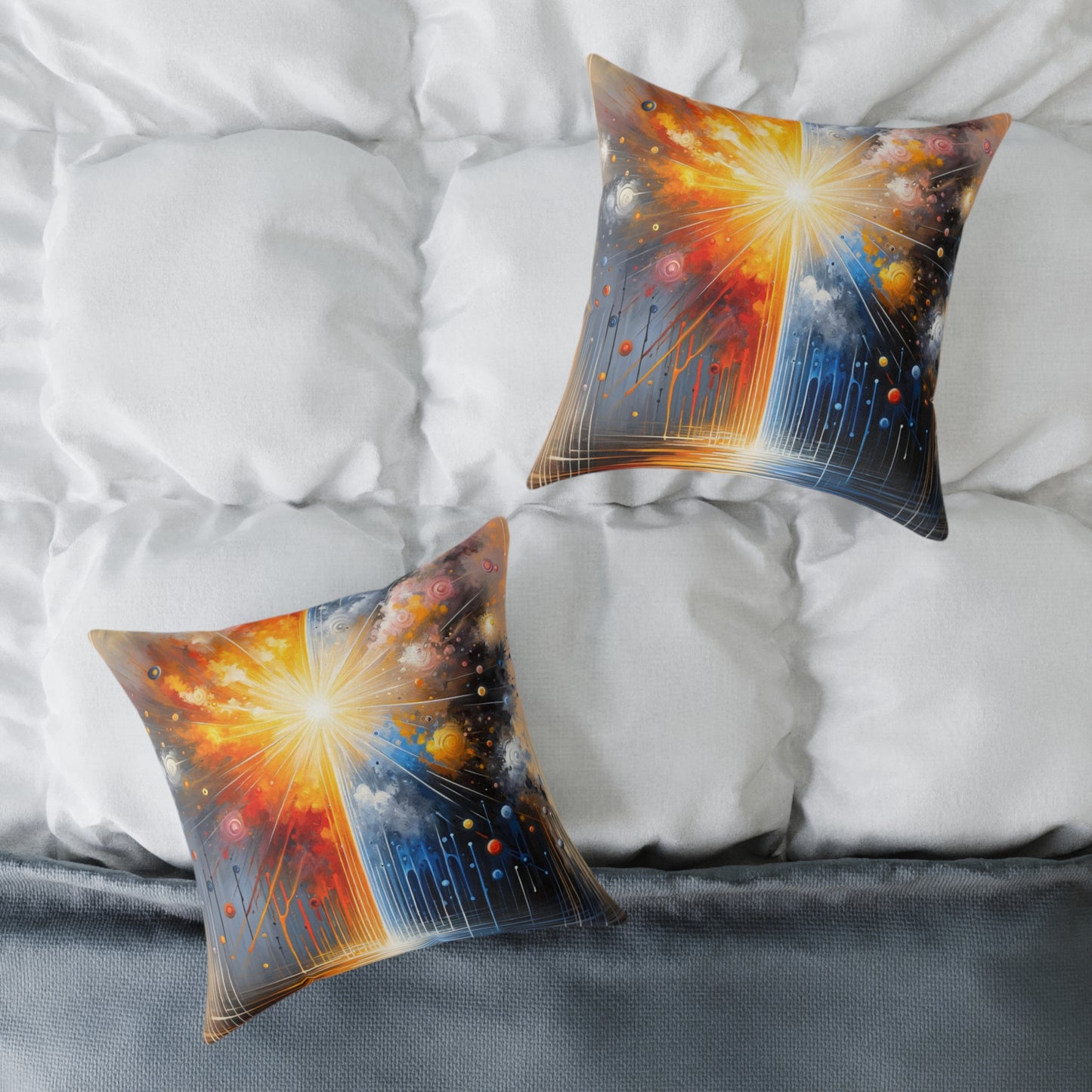 Luminous Abstract Tachism Spun Polyester Pillow
