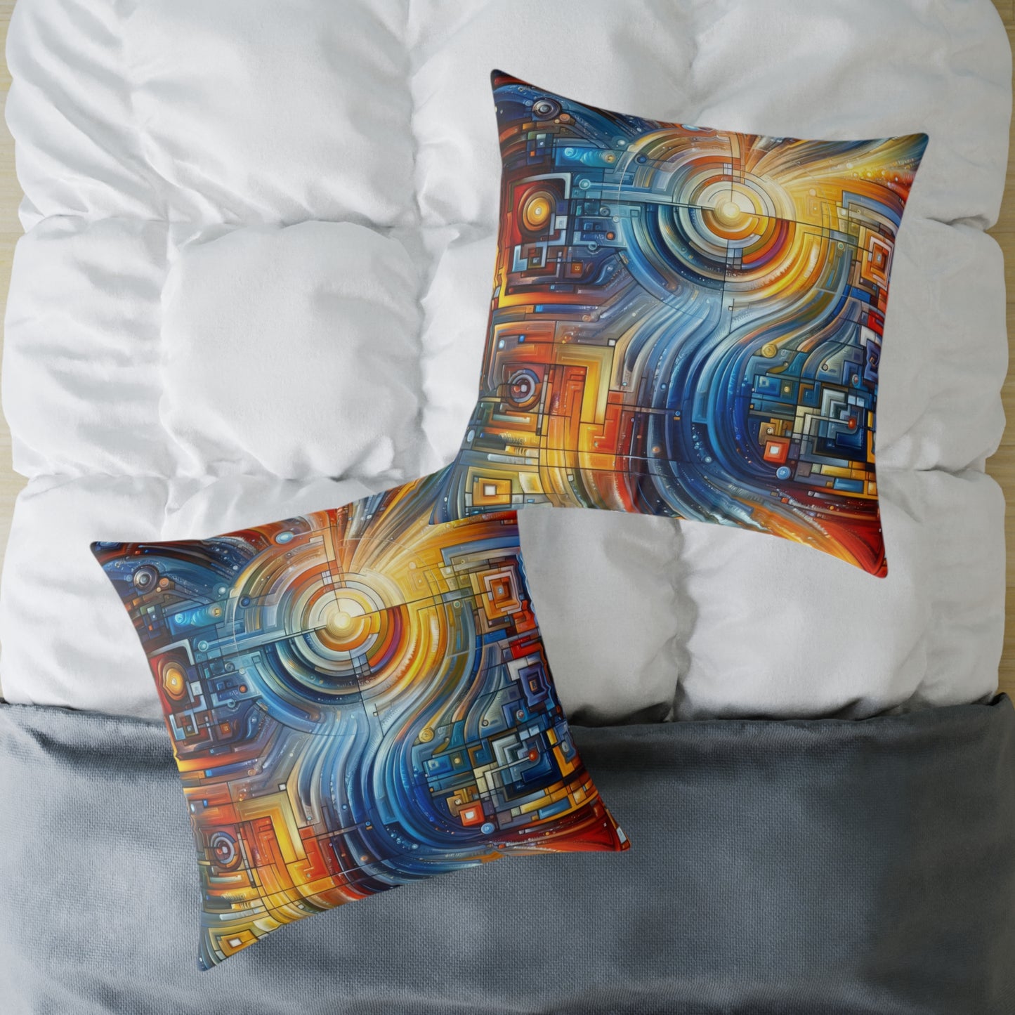Digital Tachism Connectivity Spun Polyester Pillow