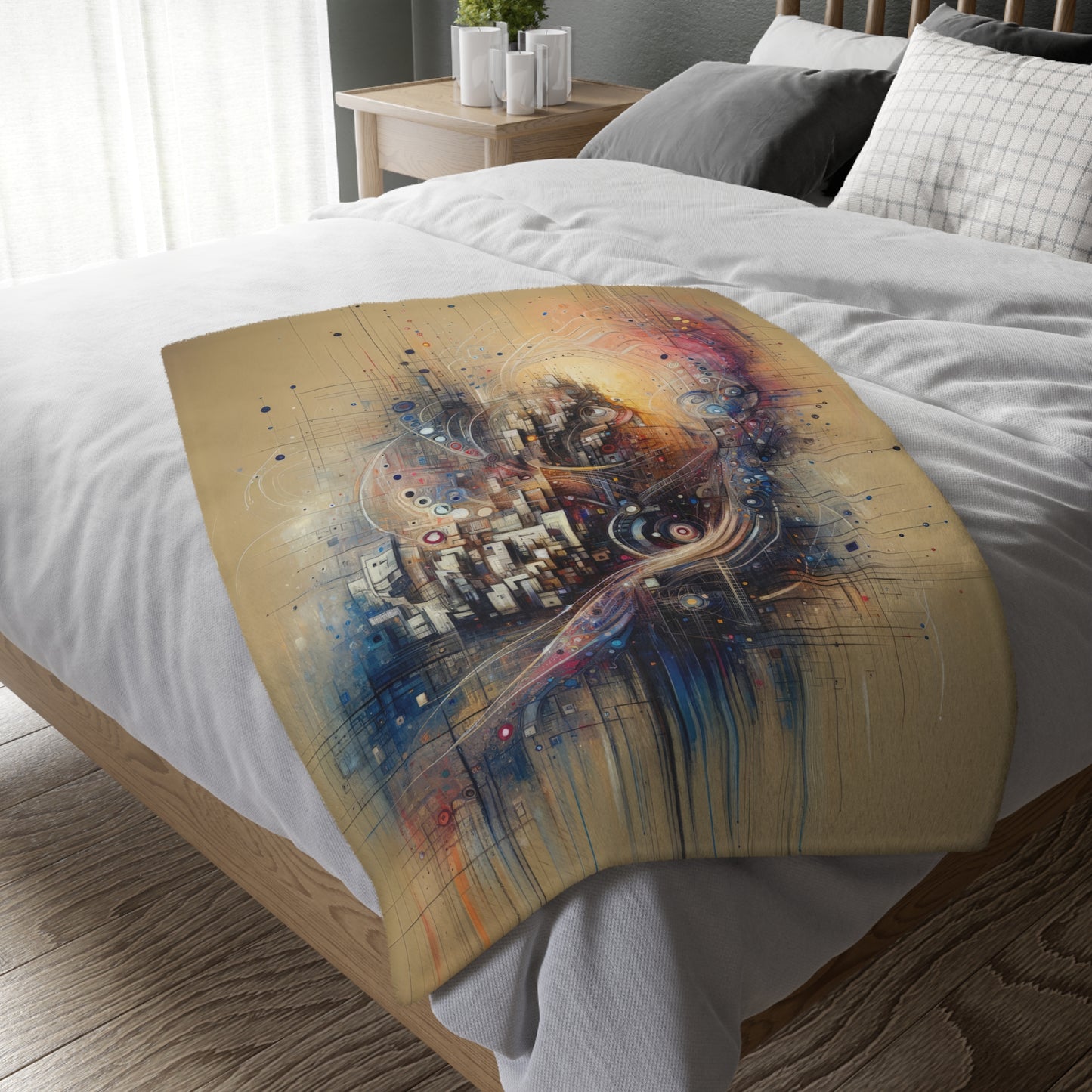 Digital Rhythmic Architecture Velveteen Microfiber Blanket (Two-sided print)