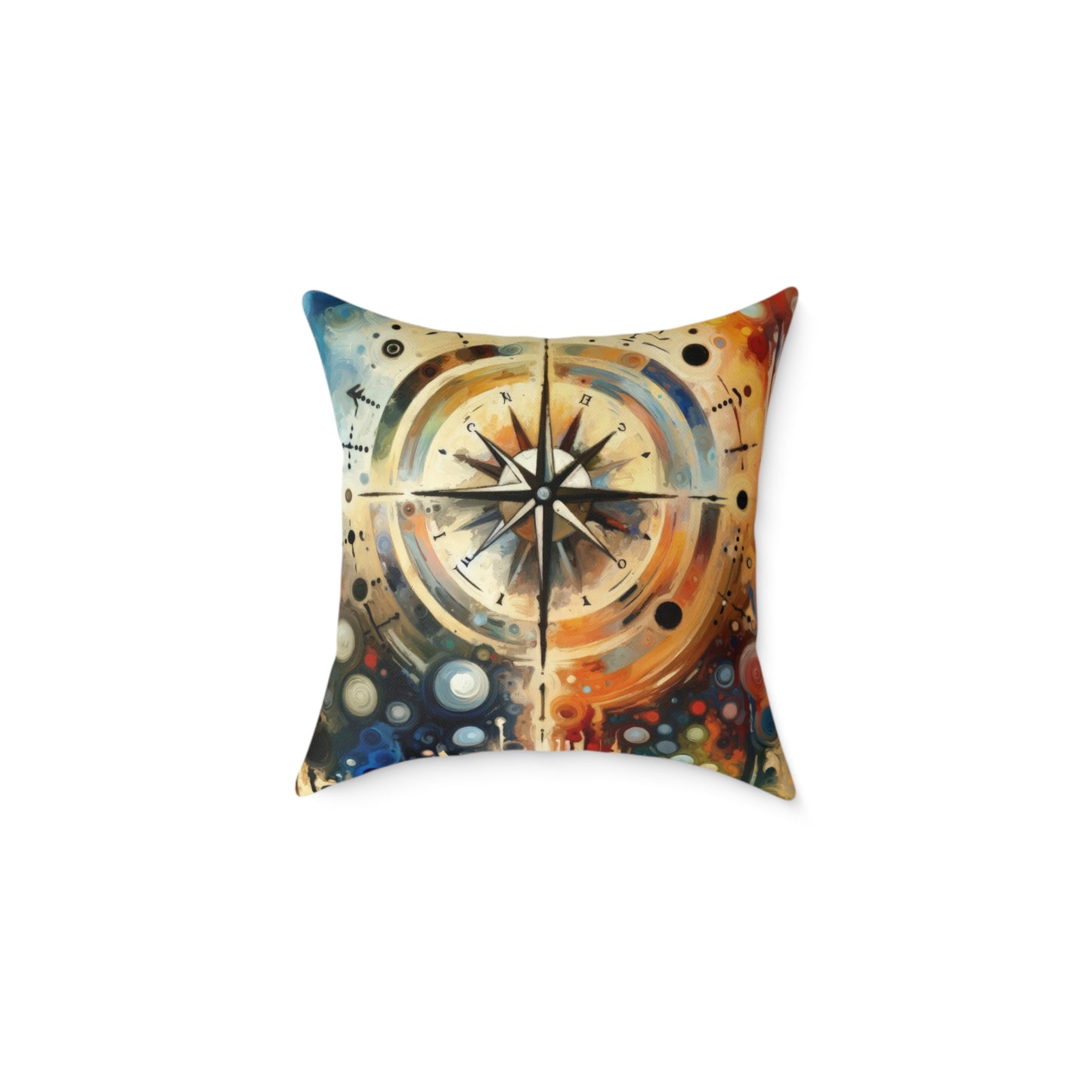 Guidance Abstract Compass Spun Polyester Pillow