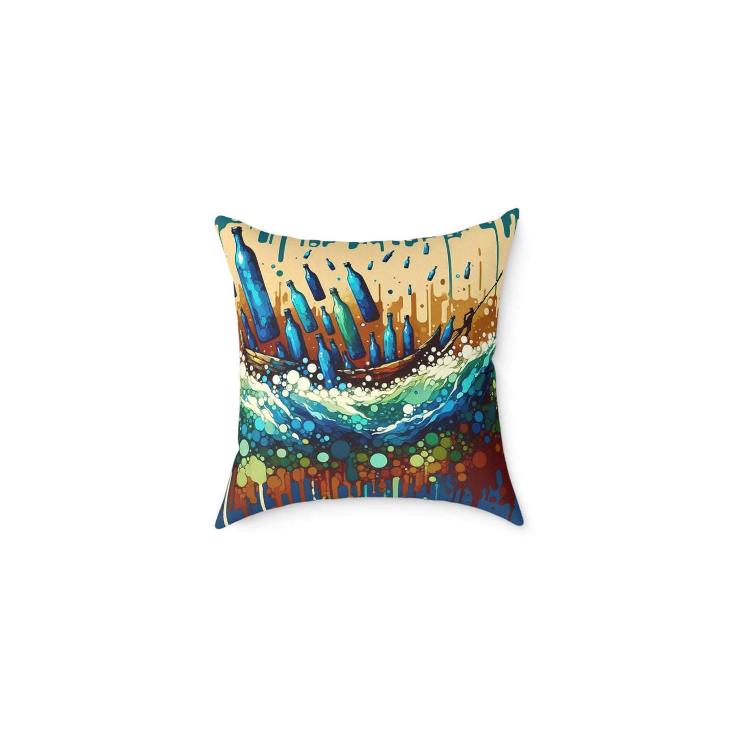 Oceanic Bottle Rescue Spun Polyester Pillow