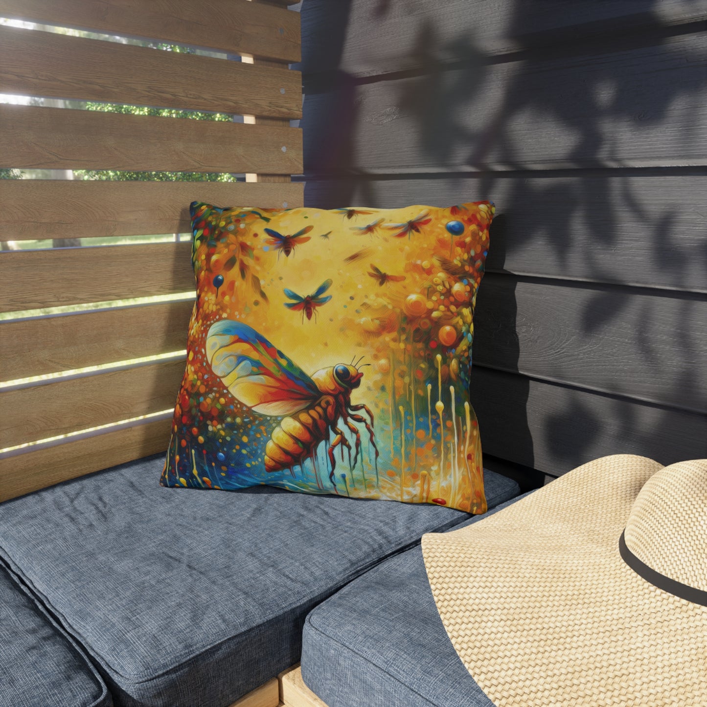 Seasonal Cicada Vibrance Outdoor Pillows