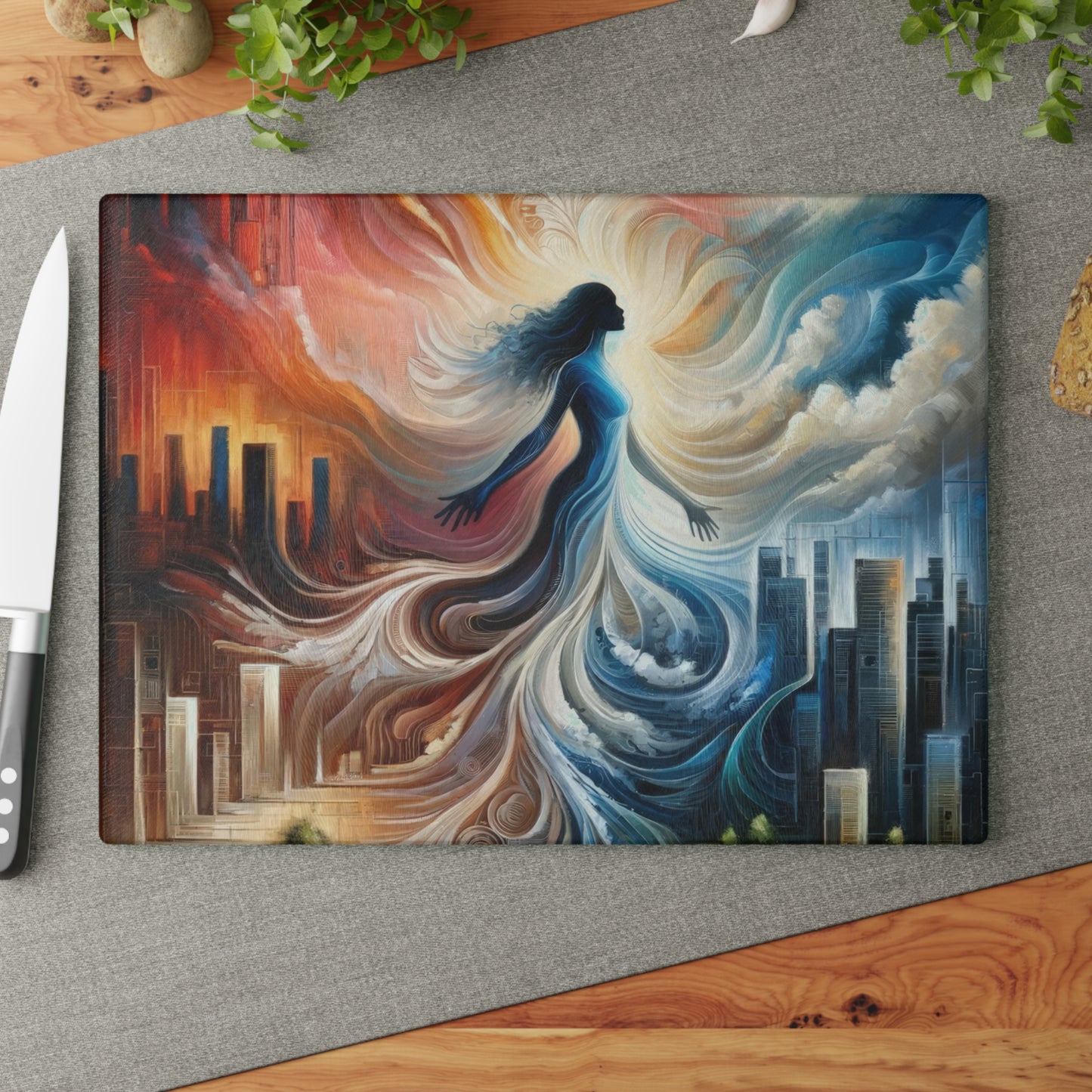 Transformative Tachism Emergence Glass Cutting Board