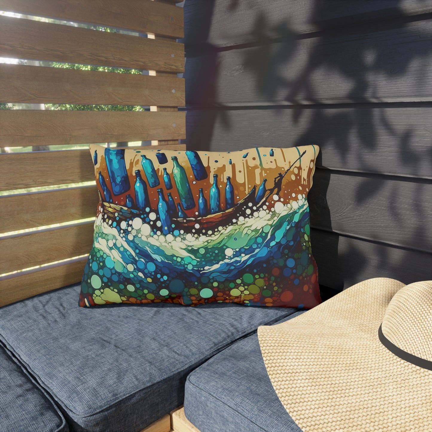 Oceanic Bottle Rescue Outdoor Pillows
