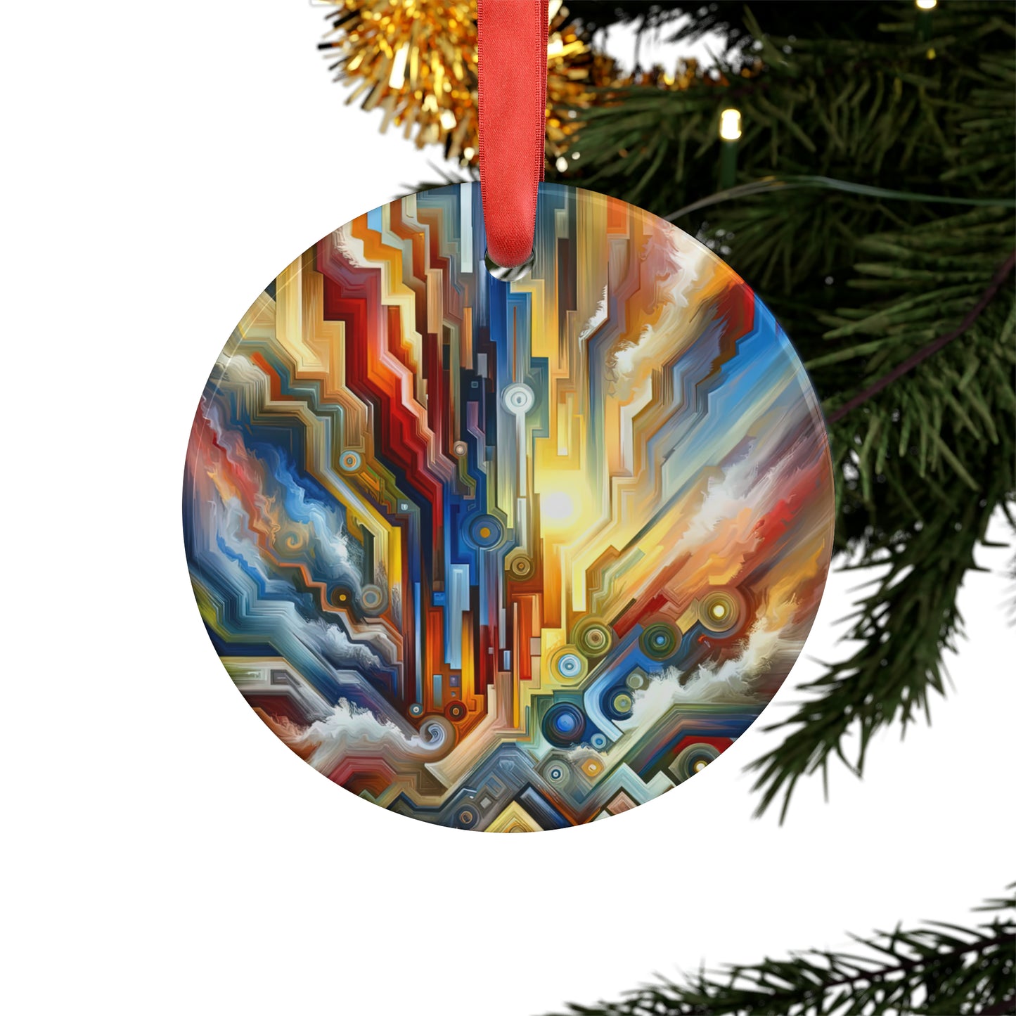 Unity Abstract Vibrancy Acrylic Ornament with Ribbon