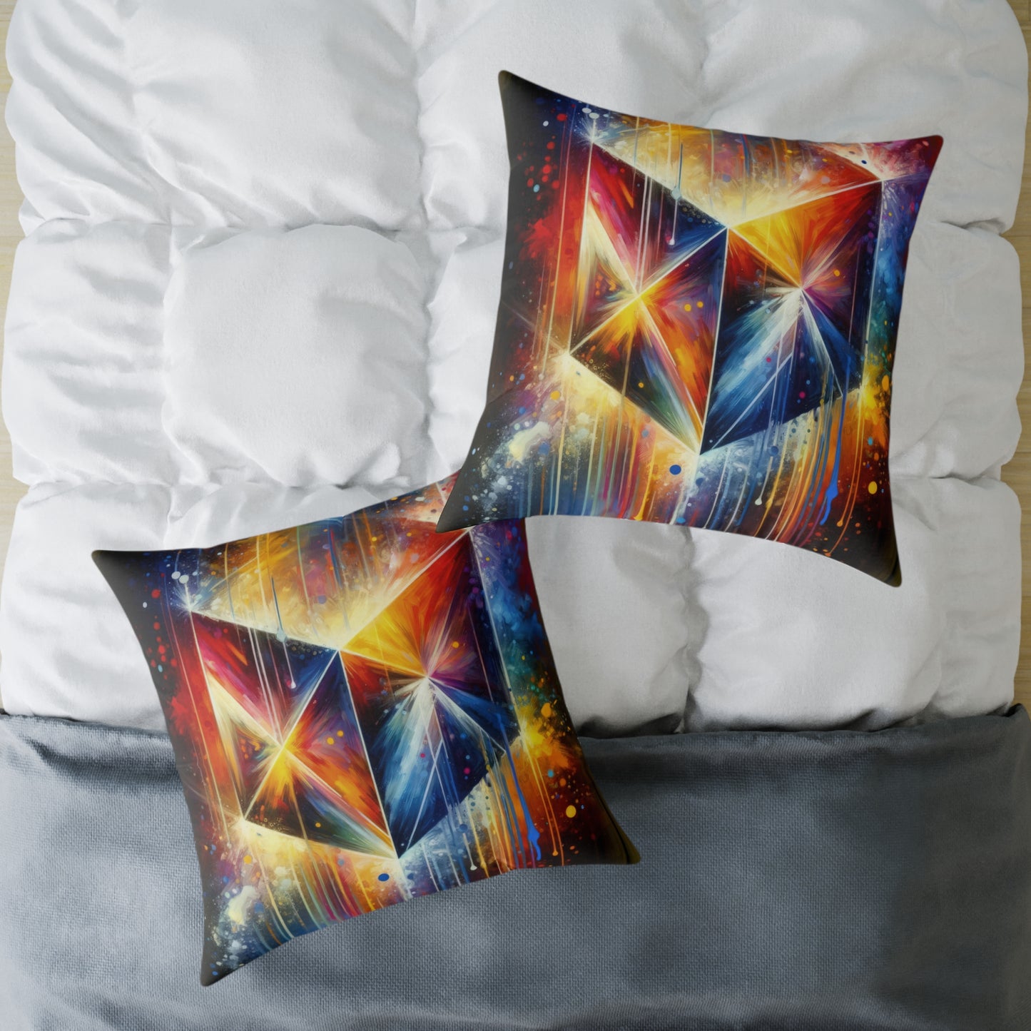 Prismatic Light Spectrum Spun Polyester Pillow