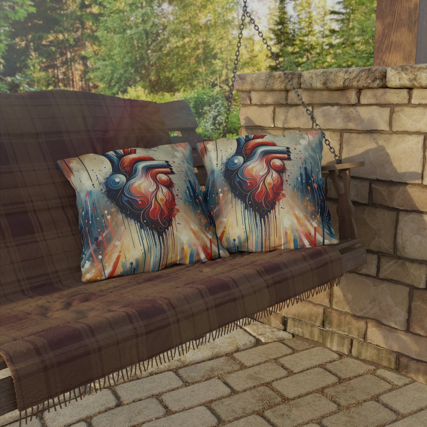 Rhythmic Heart Harmony Outdoor Pillows