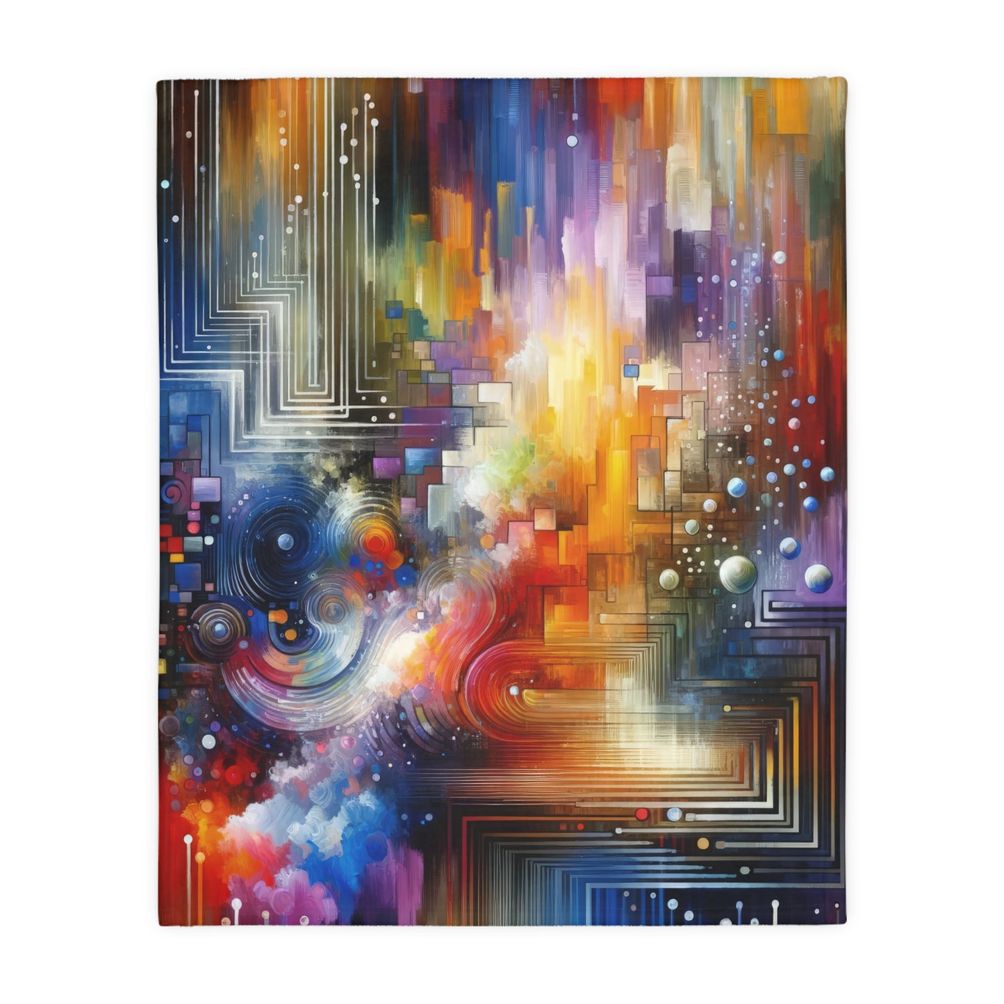 Abstract Technicolor Synthesis Velveteen Microfiber Blanket (Two-sided print)