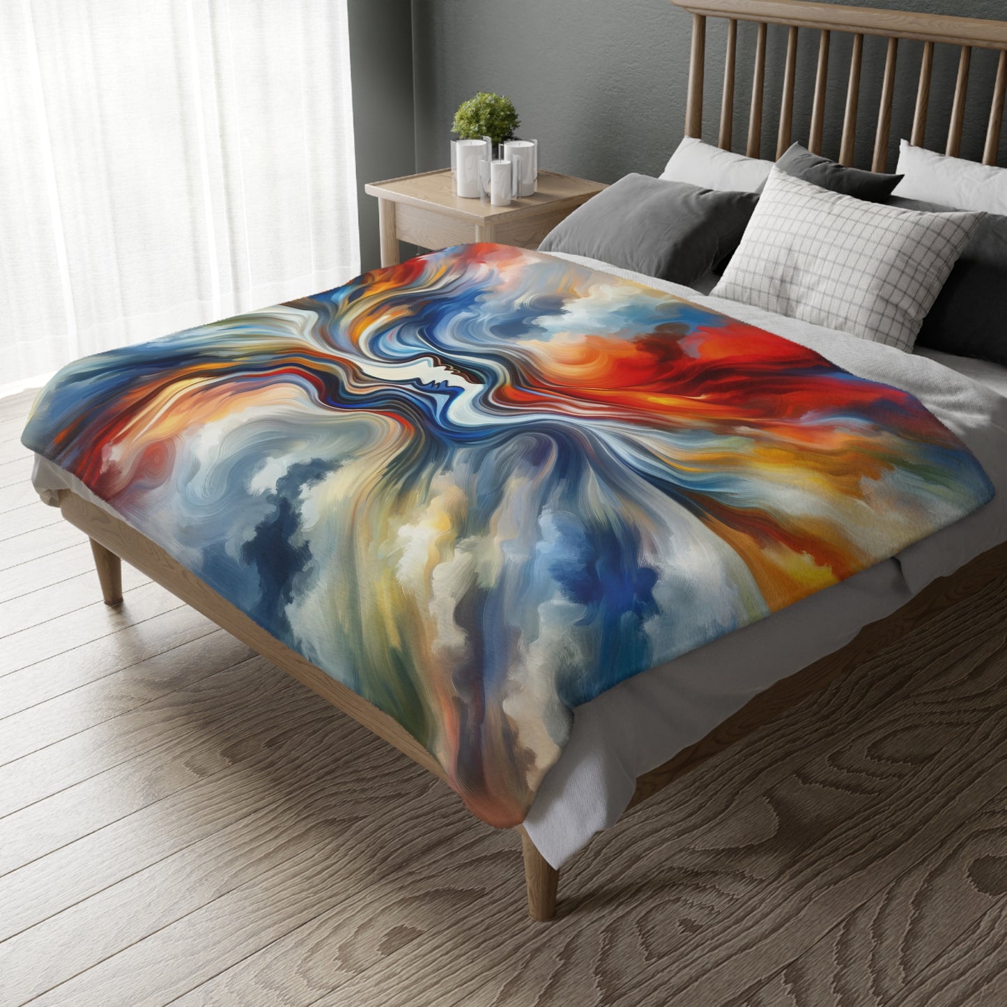 Convergent Abstract Unity Velveteen Microfiber Blanket (Two-sided print)