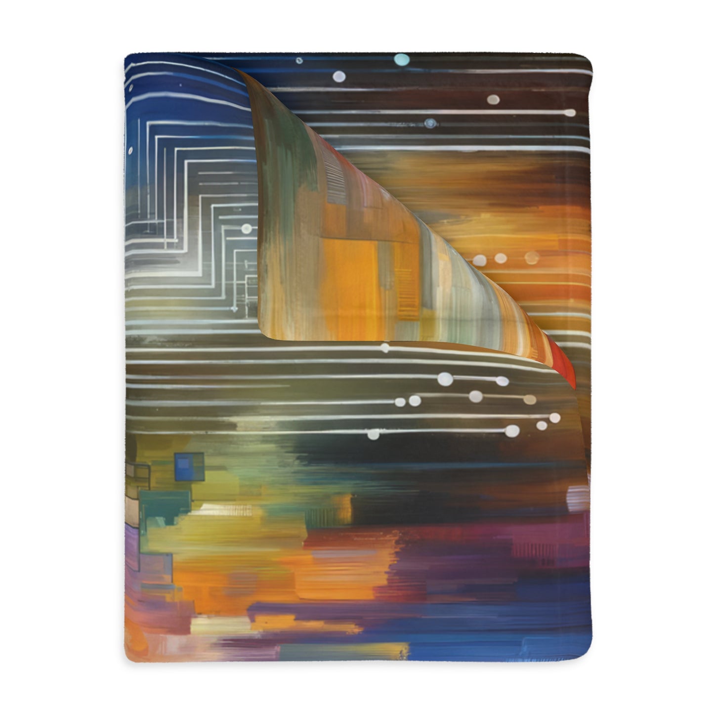 Abstract Technicolor Synthesis Velveteen Microfiber Blanket (Two-sided print)