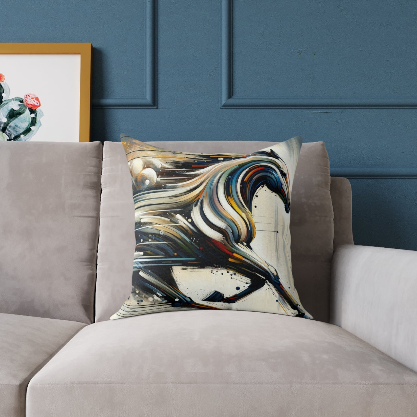 Hyperlinked Horsepower Gallop Spun Polyester Pillow