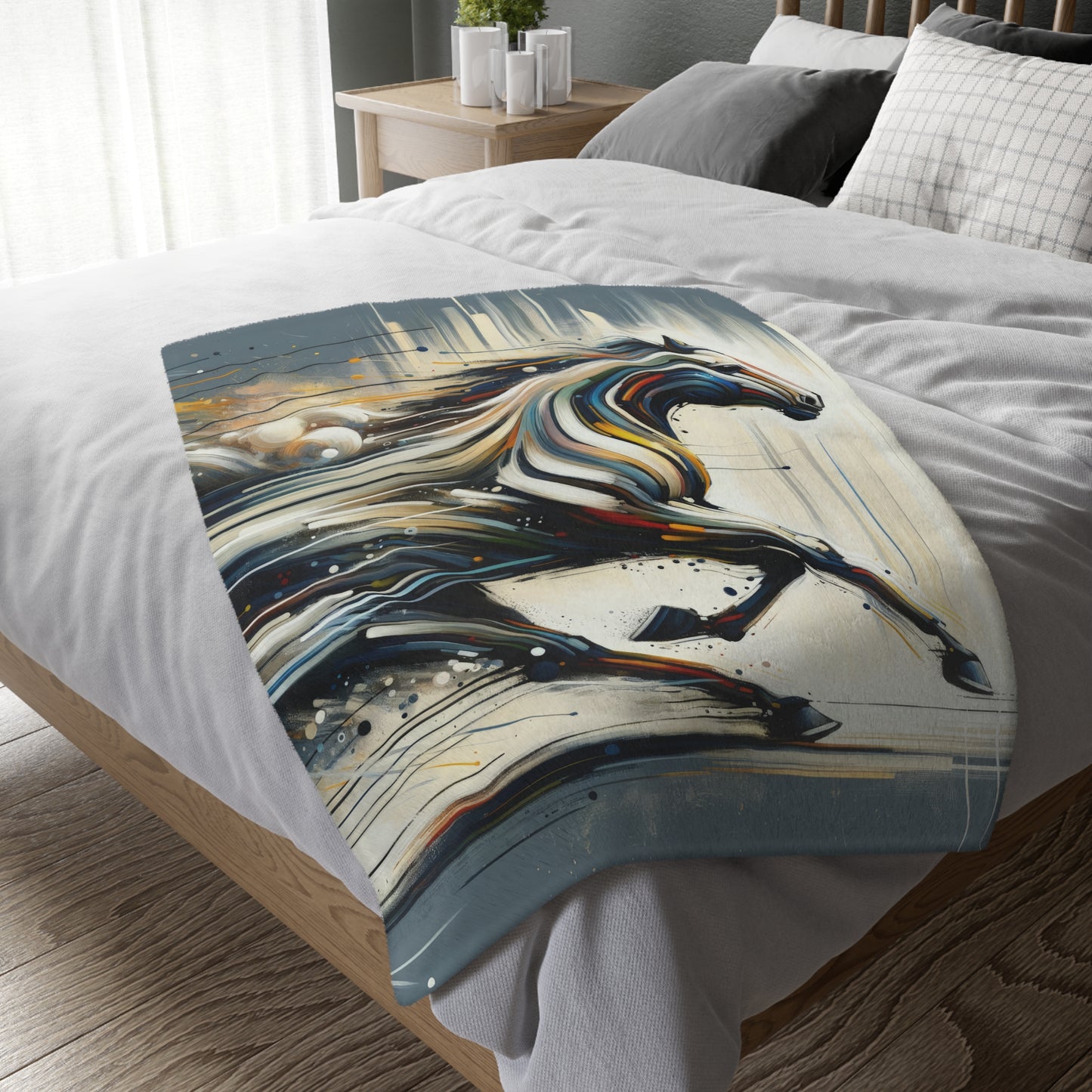 Hyperlinked Horsepower Gallop Velveteen Microfiber Blanket (Two-sided print)