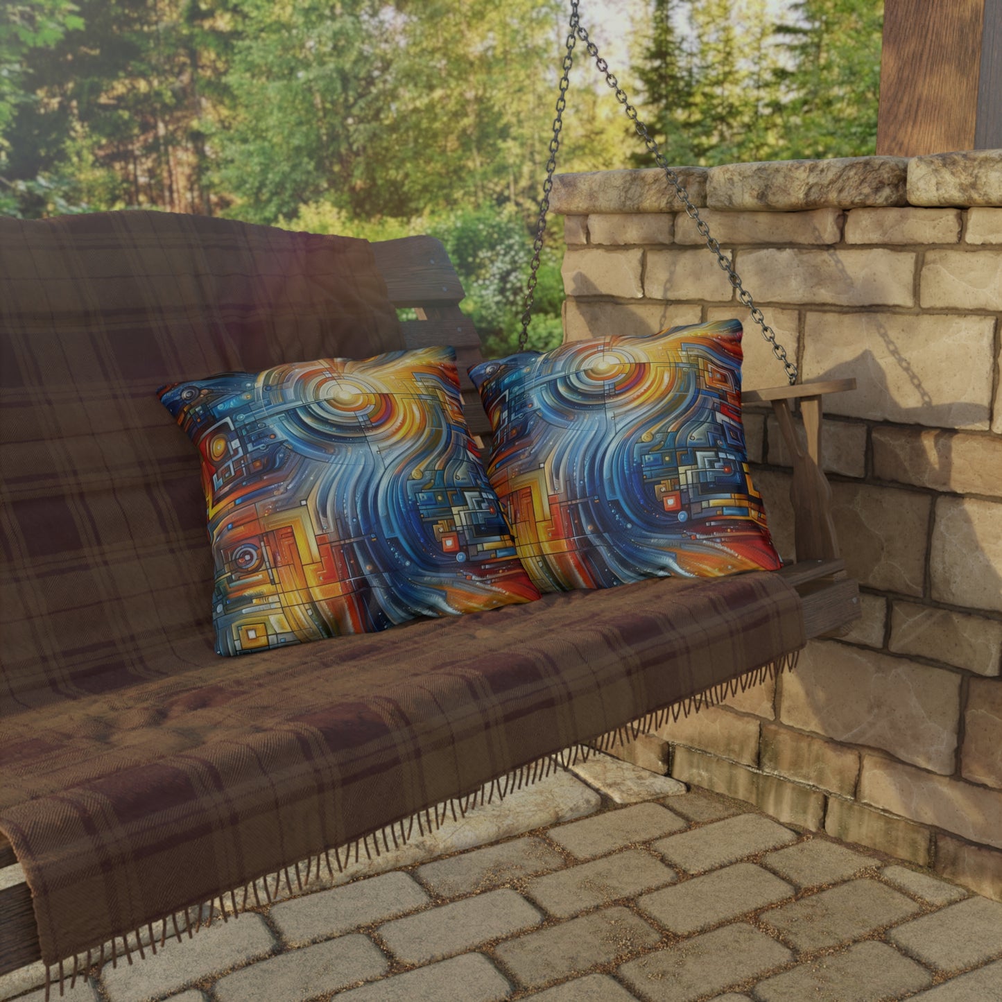 Digital Tachism Connectivity Outdoor Pillows