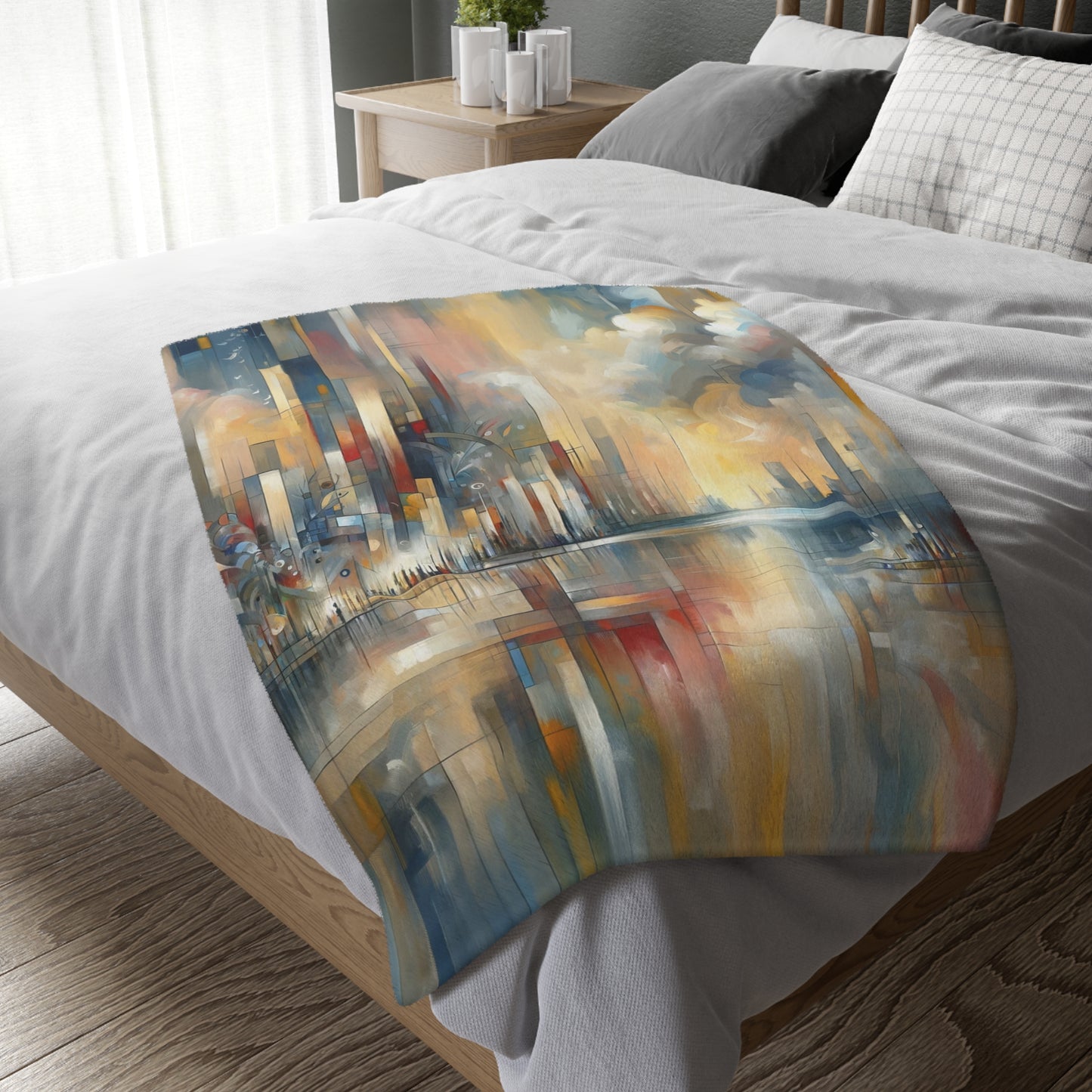 Abstract Buzzing Stillness Velveteen Microfiber Blanket (Two-sided print)
