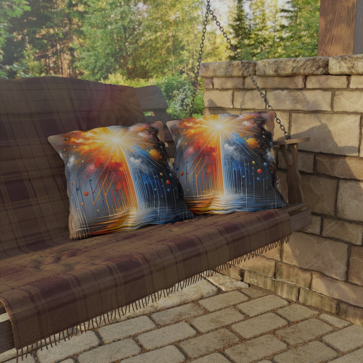 Luminous Abstract Tachism Outdoor Pillows