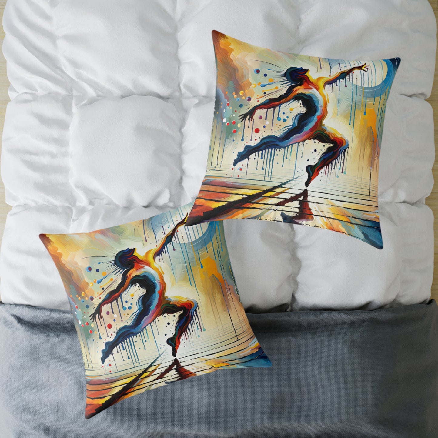 Expressive Dance Reflection Spun Polyester Pillow