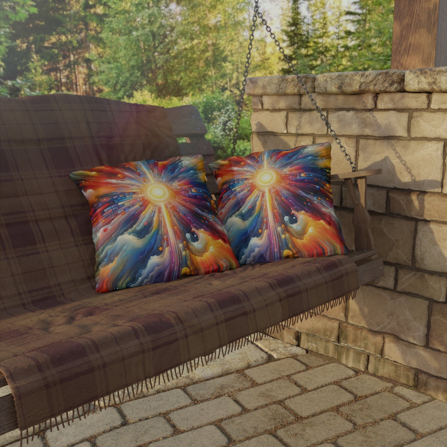 Kaleidoscopic Tachism Breath Outdoor Pillows