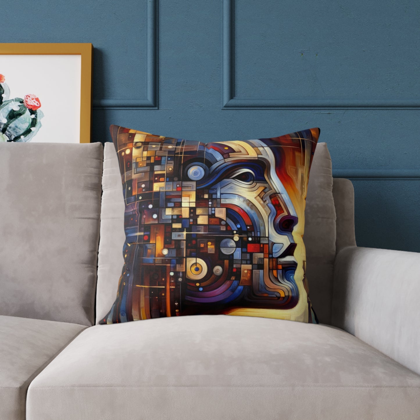Reflective Tachism Shield Spun Polyester Pillow