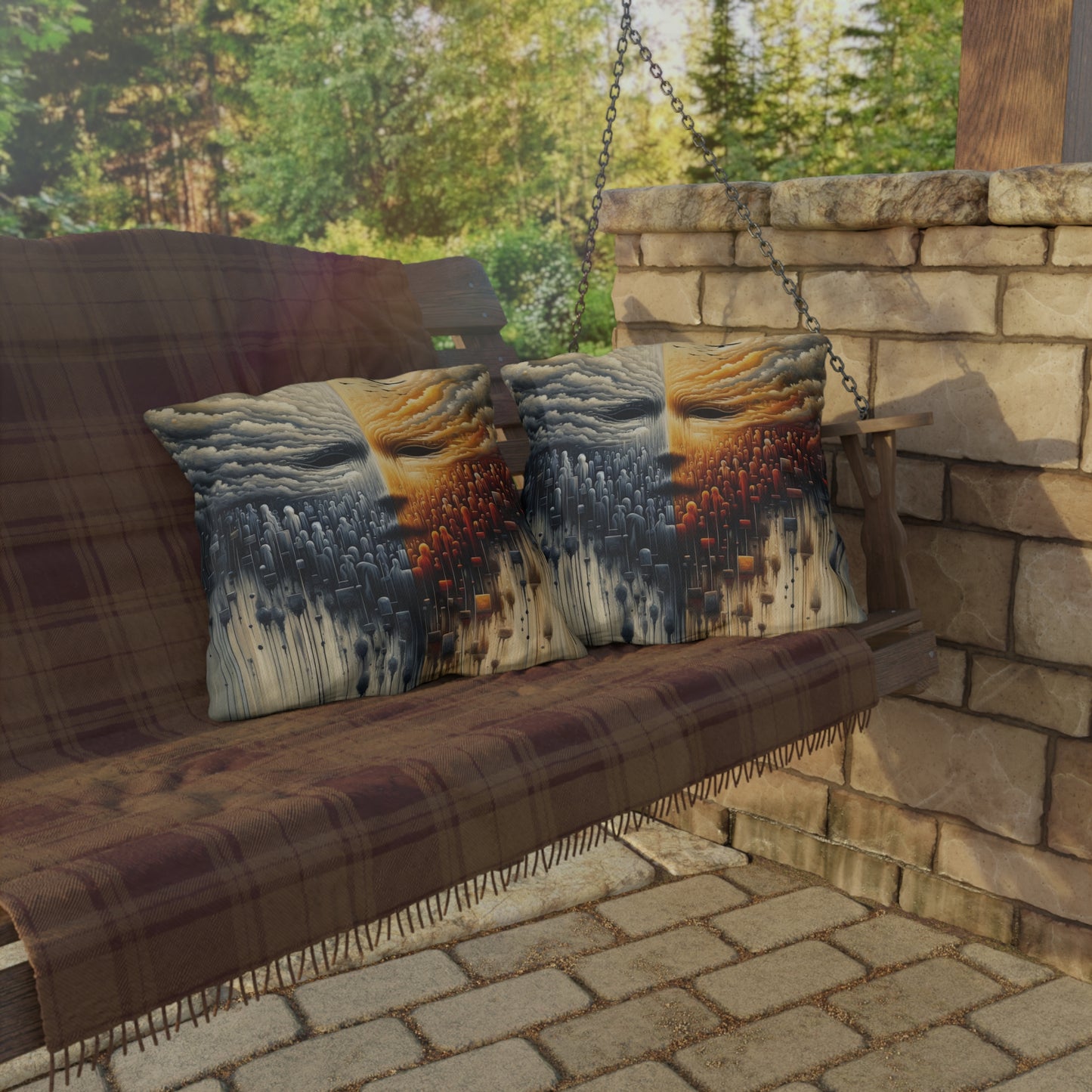 Subdued Revolutionary Currents Outdoor Pillows