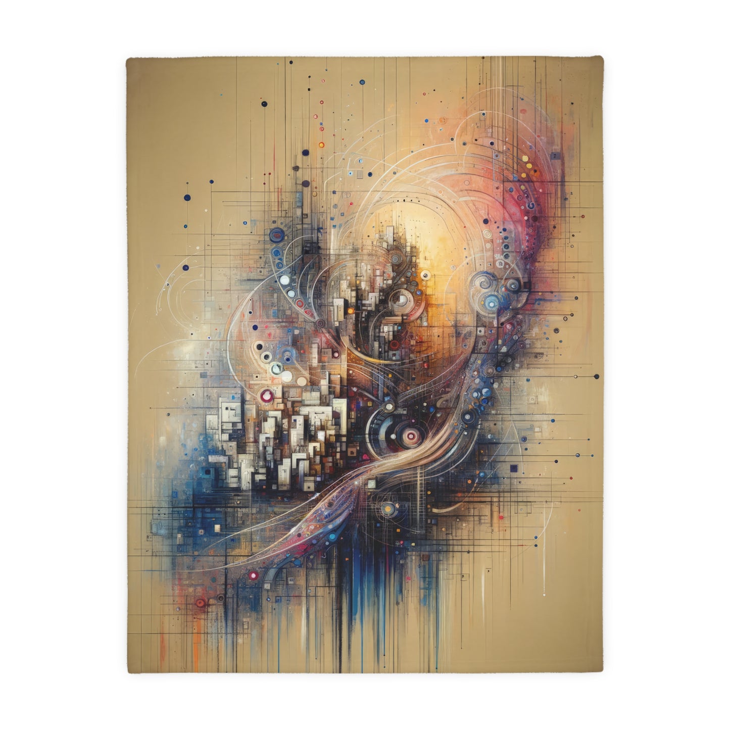 Digital Rhythmic Architecture Velveteen Microfiber Blanket (Two-sided print)