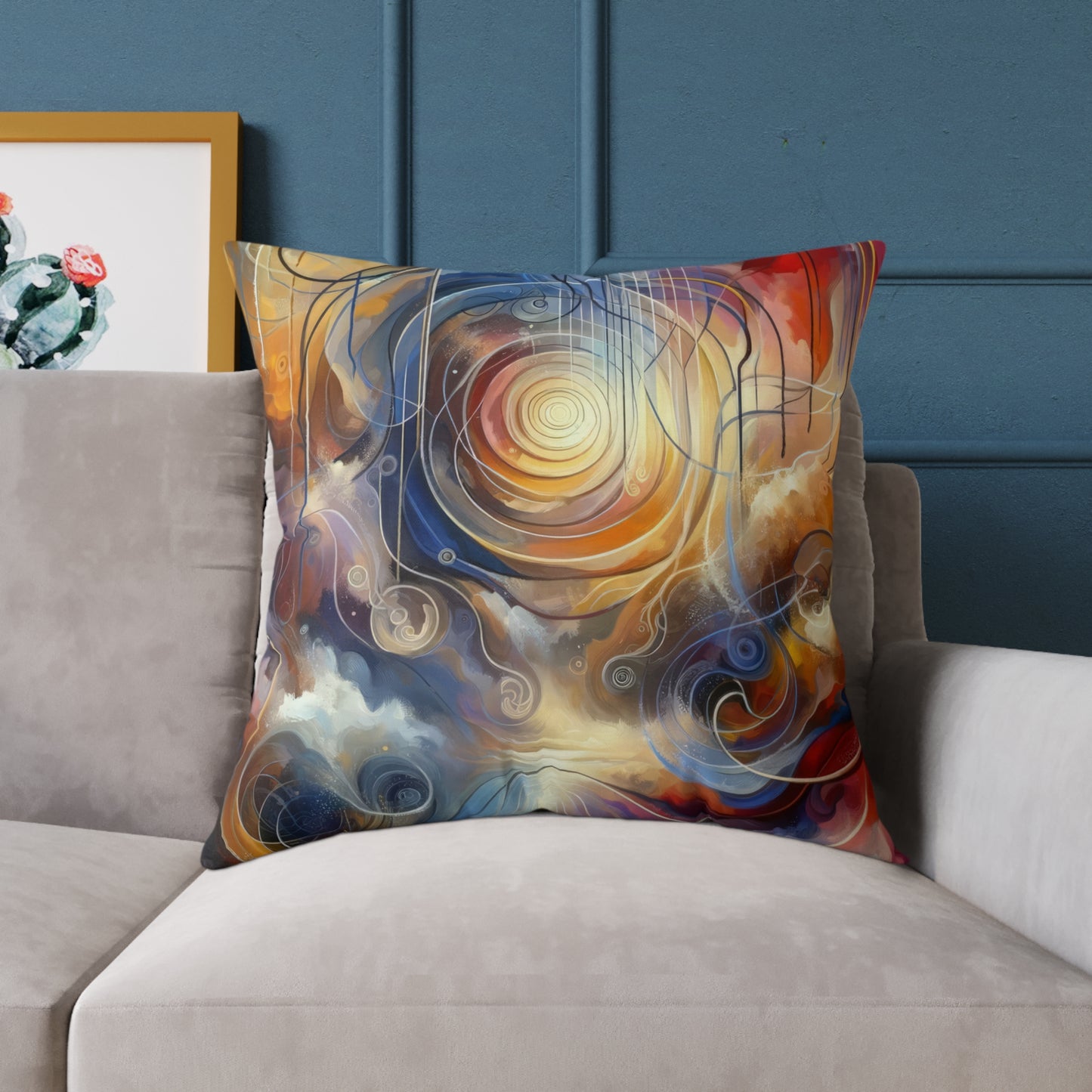 Presence Anchored Tachism Spun Polyester Pillow