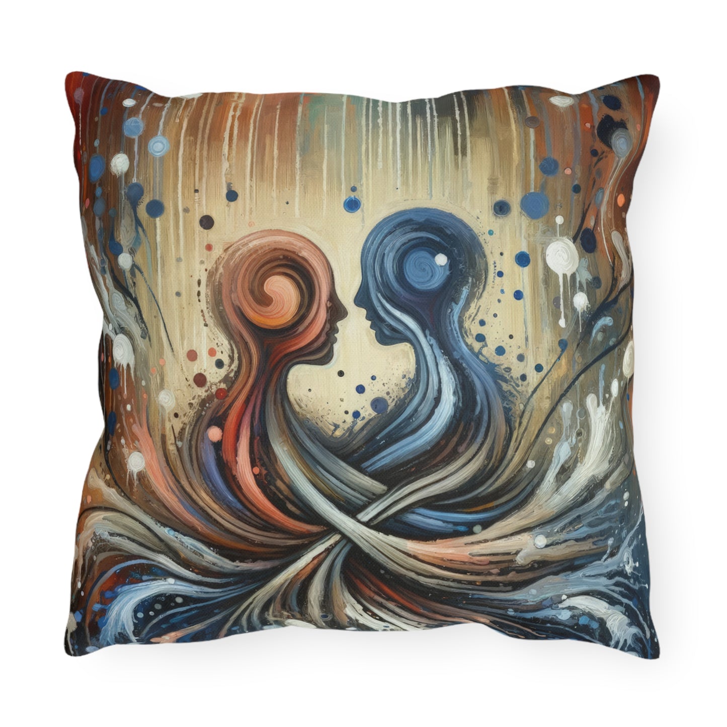 Empathic Connection Tachism Outdoor Pillows