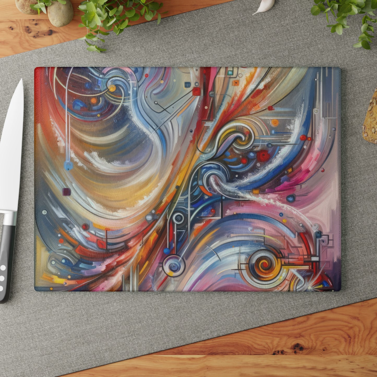 Interconnectivity Tachism Dynamics Glass Cutting Board