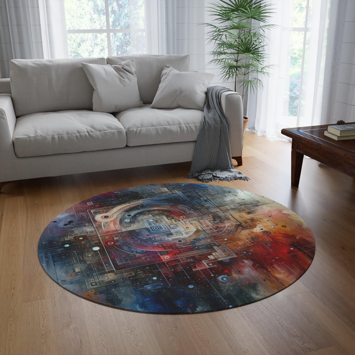 Awareness Algorithm Tachism Round Rug