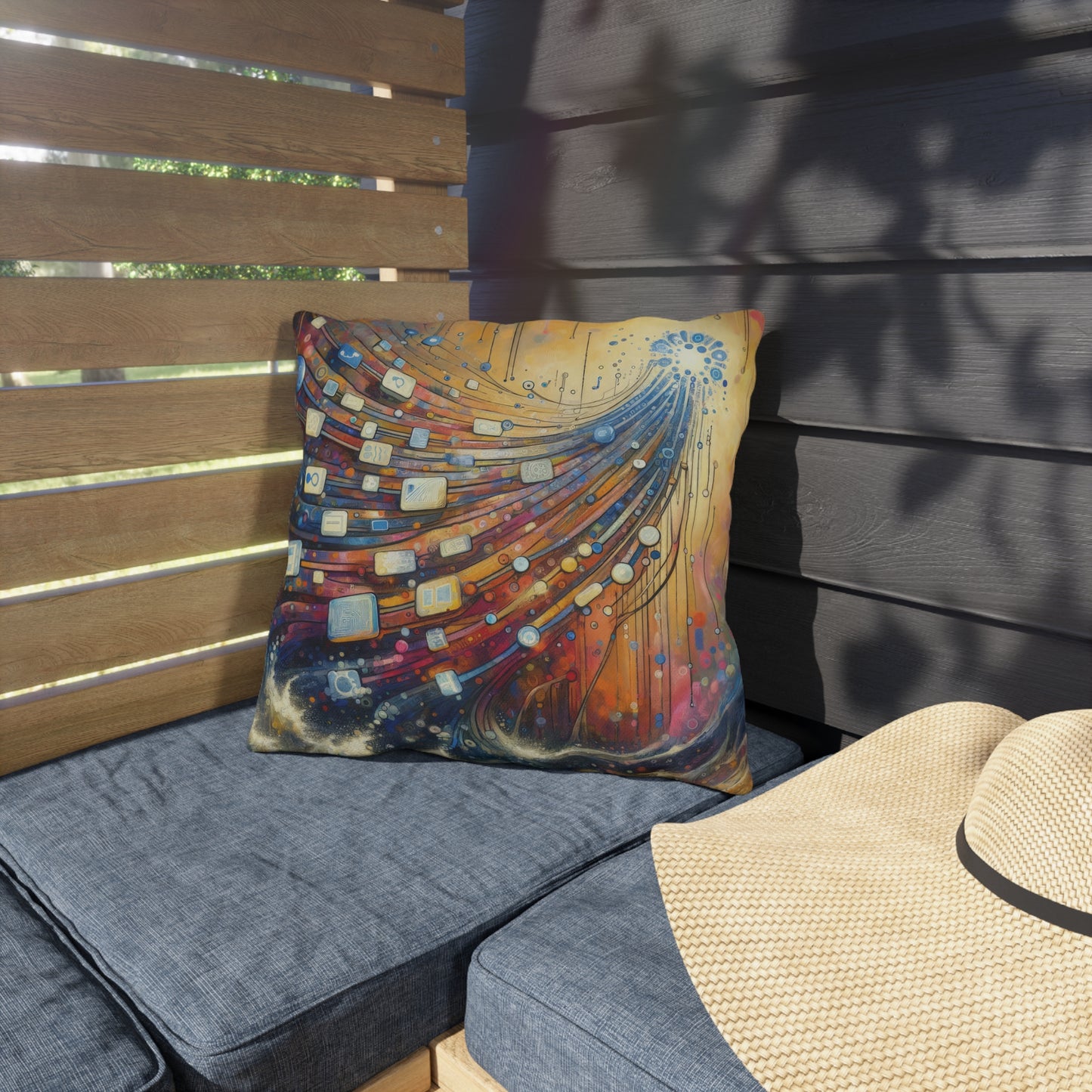 Digital Tapestry Weaving Outdoor Pillows