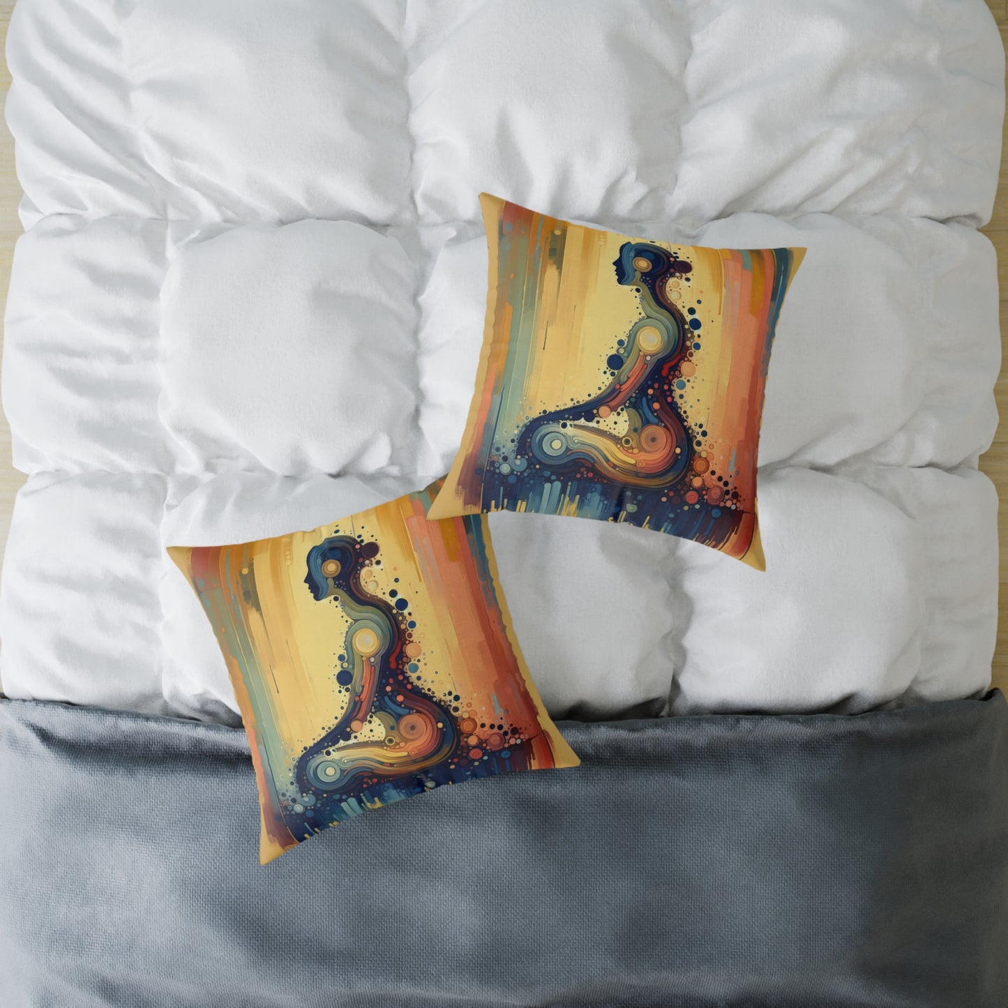 Patience Essence Tachism Spun Polyester Pillow