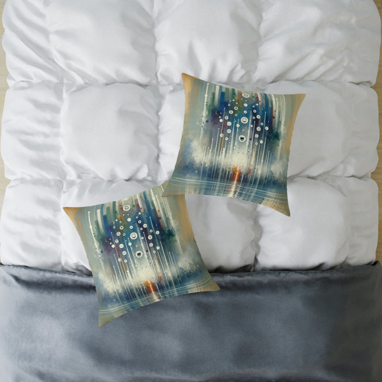 Tachism Digital Escape Spun Polyester Pillow