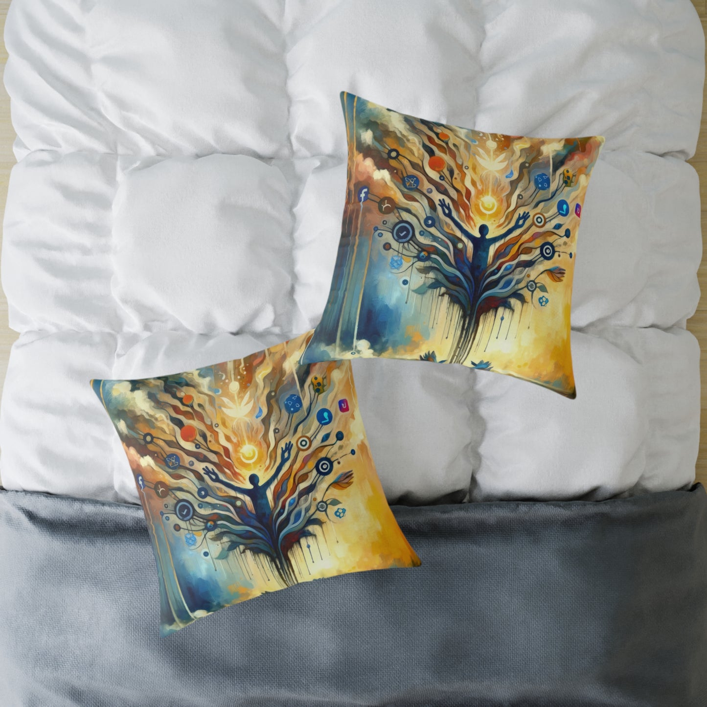 Reflective Digital Meditation Spun Polyester Pillow
