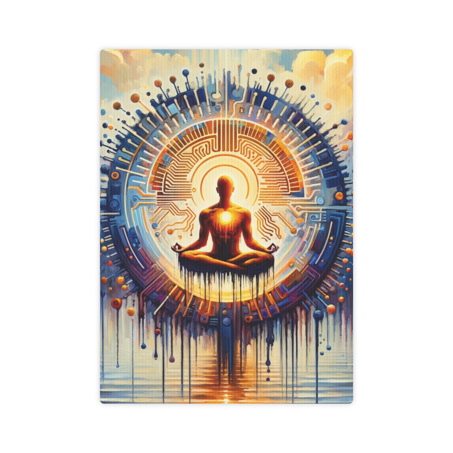 Meditative Technological Fusion Canvas Photo Tile