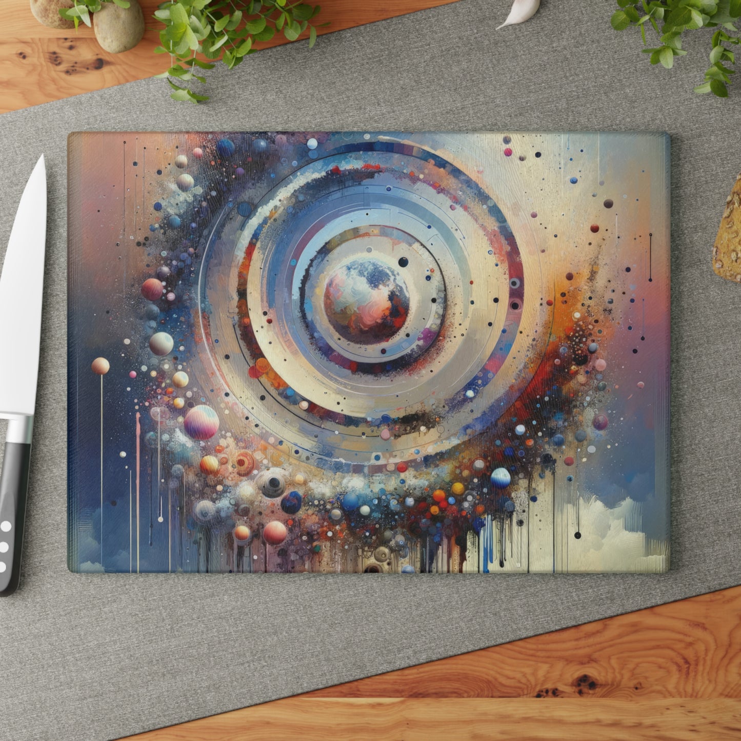 Conscious Rings Tachism Glass Cutting Board