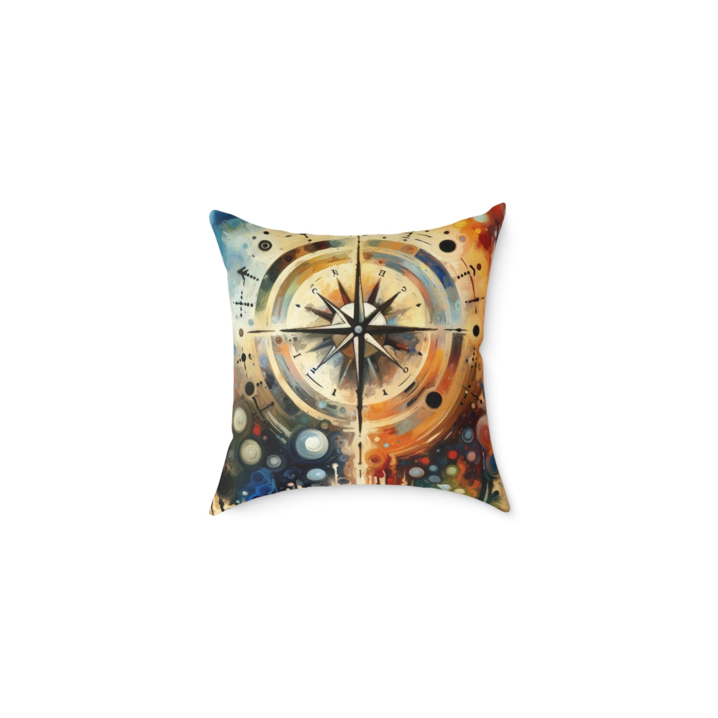 Guidance Abstract Compass Spun Polyester Pillow