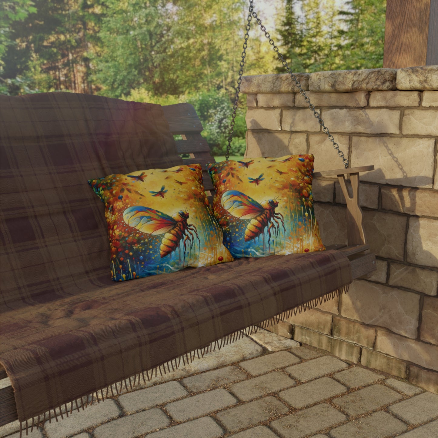 Seasonal Cicada Vibrance Outdoor Pillows