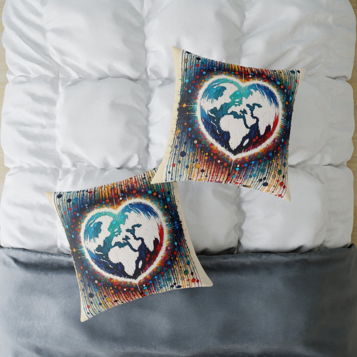 Heartbeats Synchronizing Peace Spun Polyester Pillow