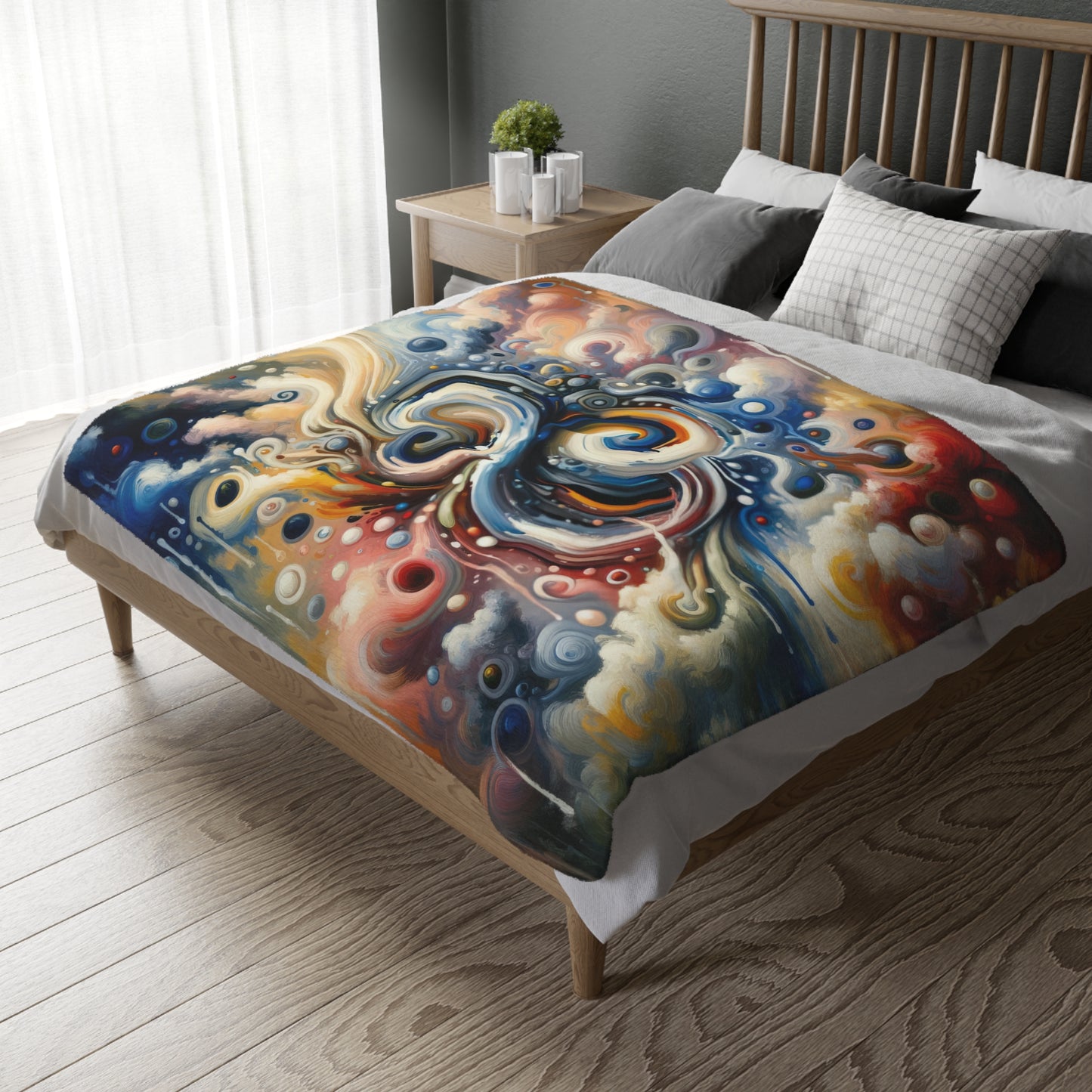 Paradoxical Embrace Tachism Velveteen Microfiber Blanket (Two-sided print)