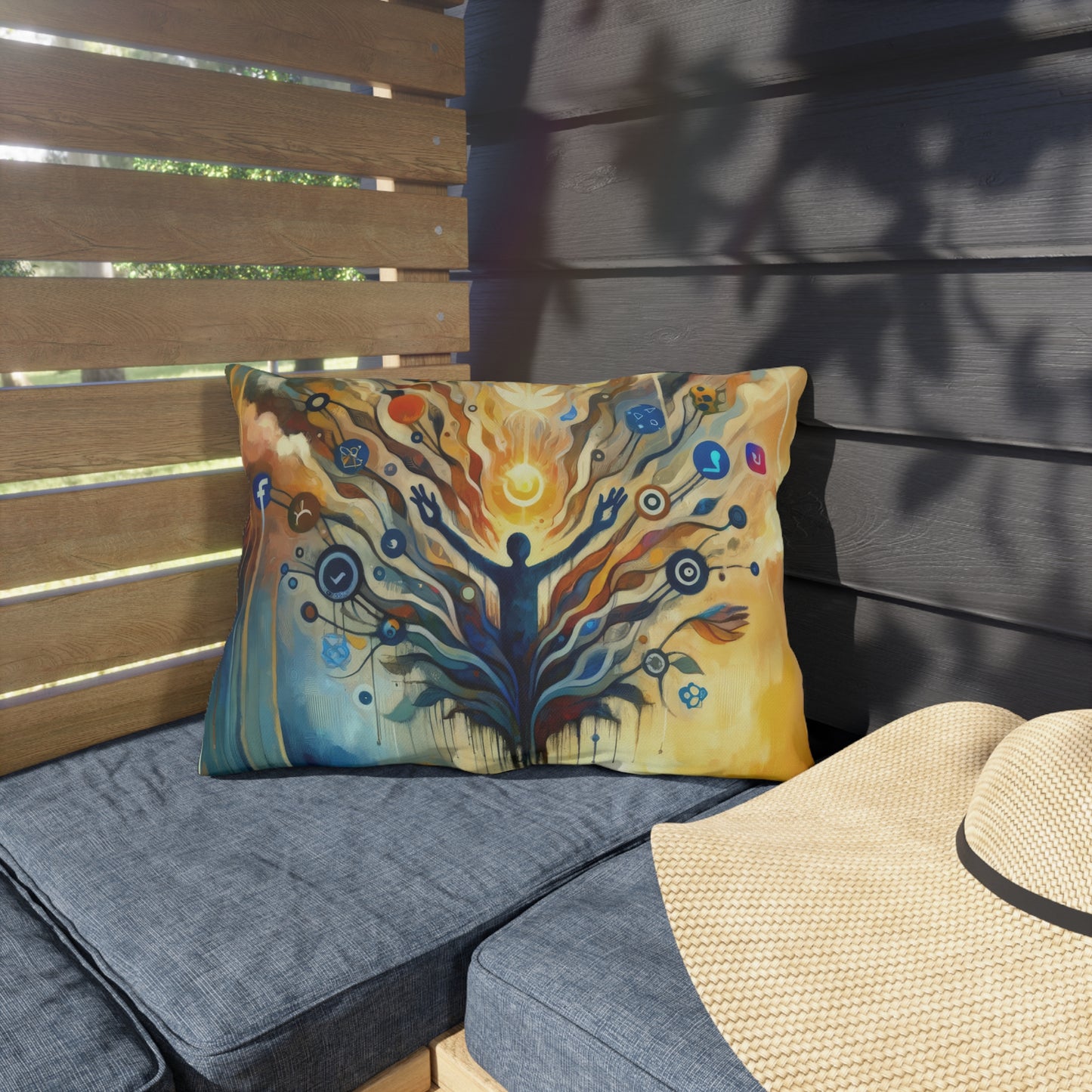 Reflective Digital Meditation Outdoor Pillows