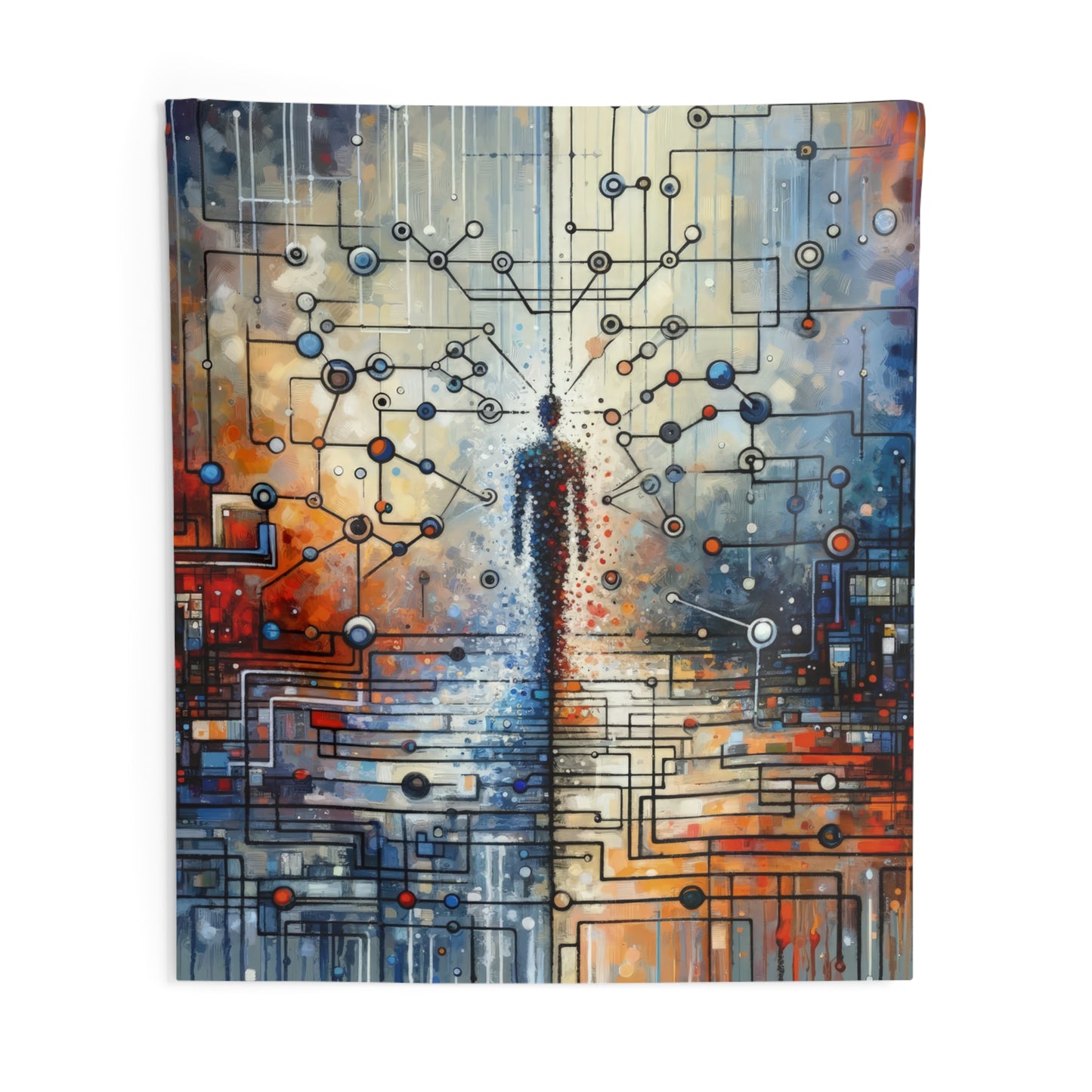 Technological Connectivity Bridge Indoor Wall Tapestries