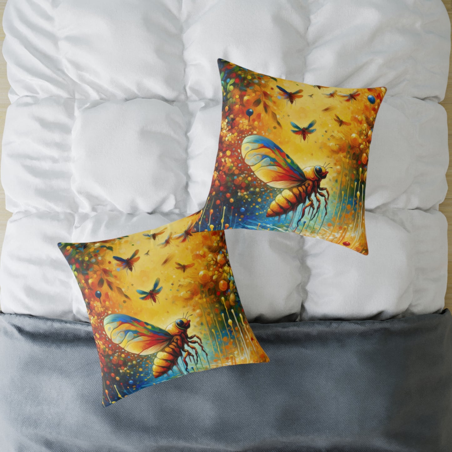 Seasonal Cicada Vibrance Spun Polyester Pillow