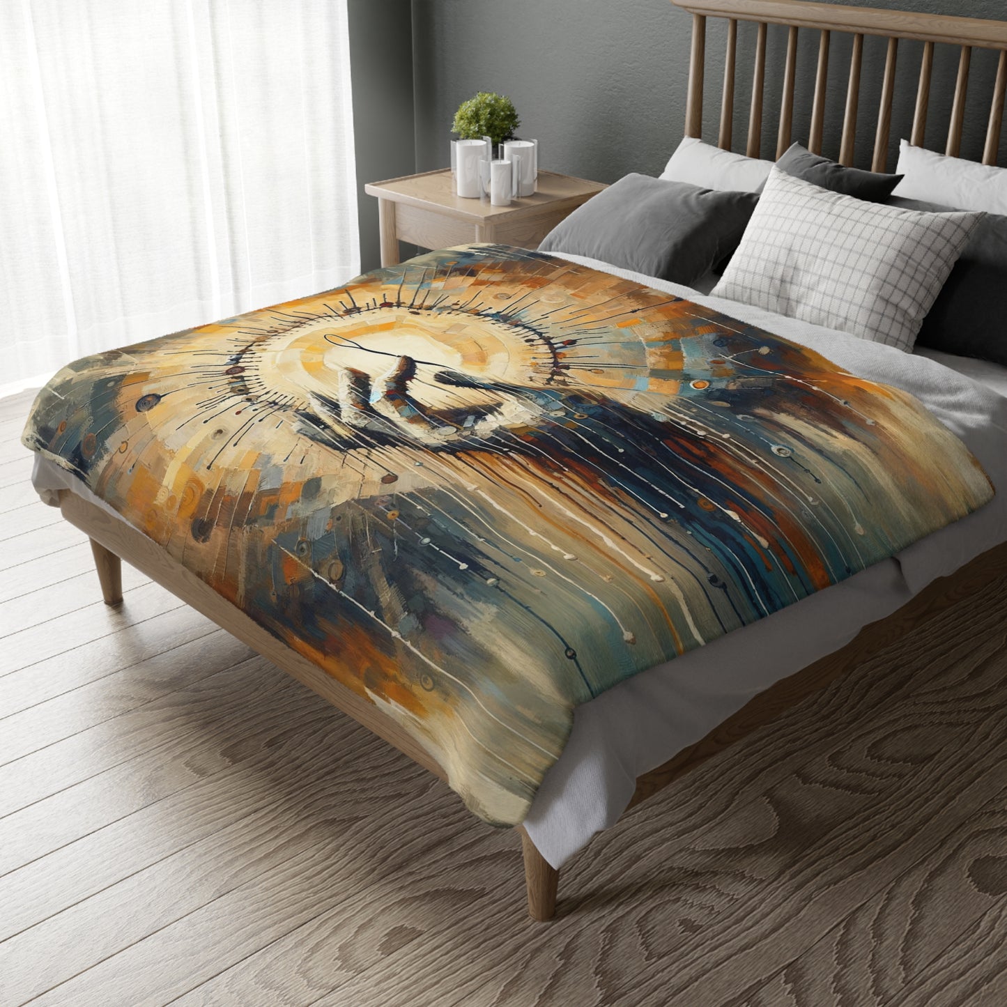 Sovereign Reflective Tachism Velveteen Microfiber Blanket (Two-sided print)