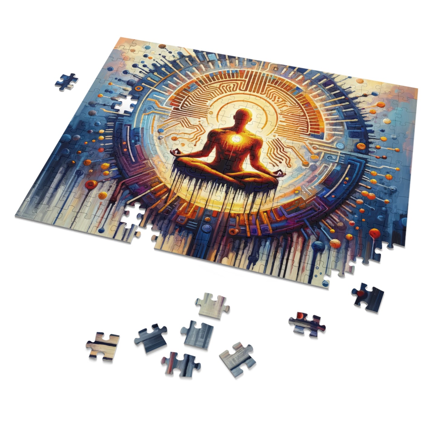 Meditative Technological Fusion Jigsaw Puzzle (30, 110, 252, 500,1000-Piece)