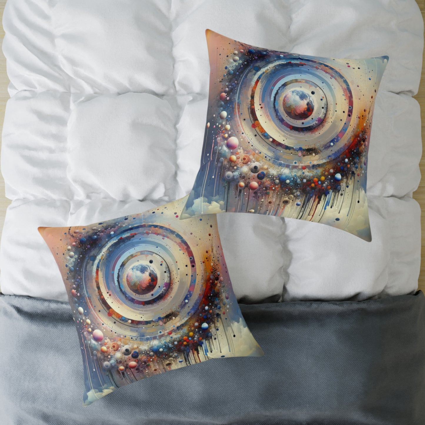 Conscious Rings Tachism Spun Polyester Pillow