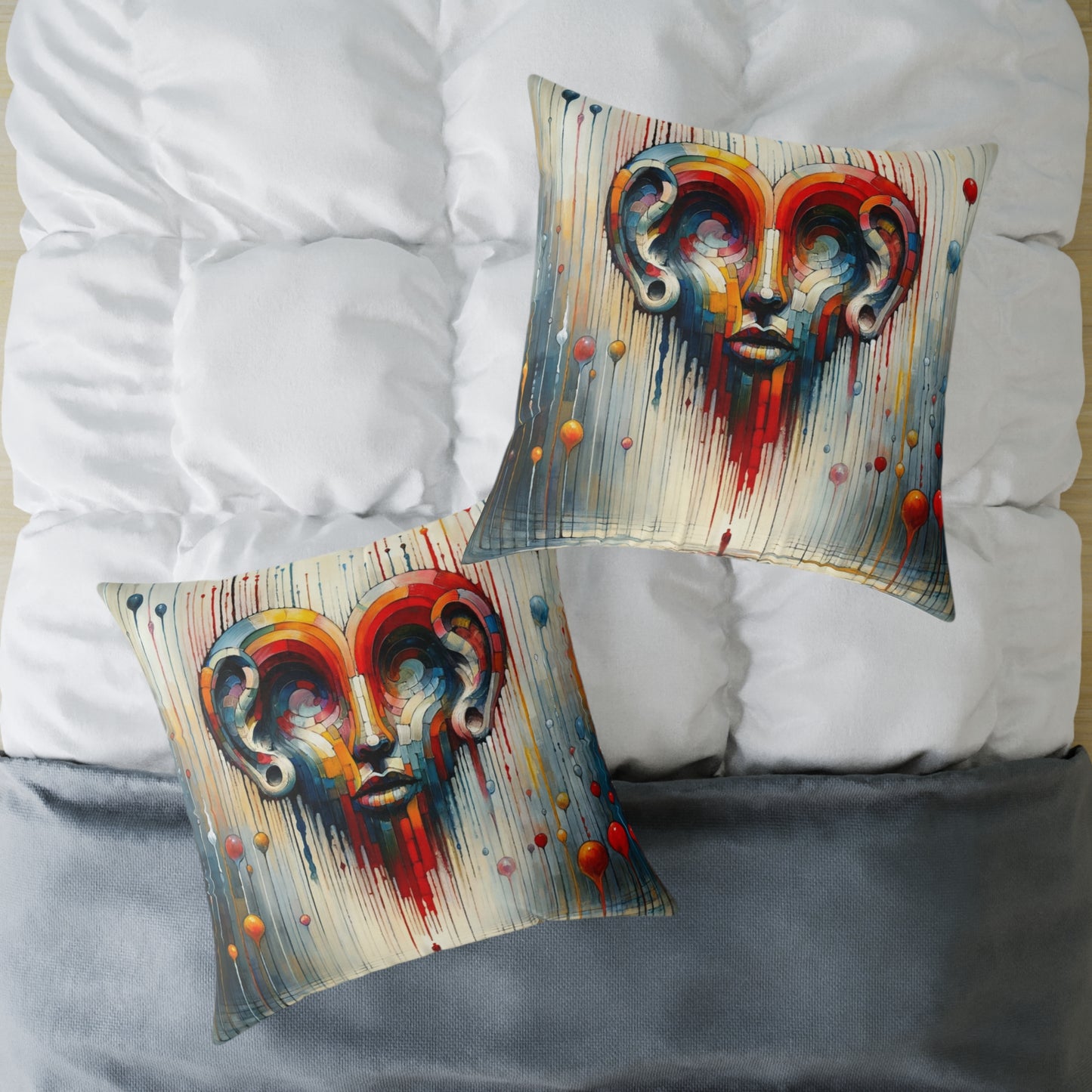 Ears Heart Expression Spun Polyester Pillow