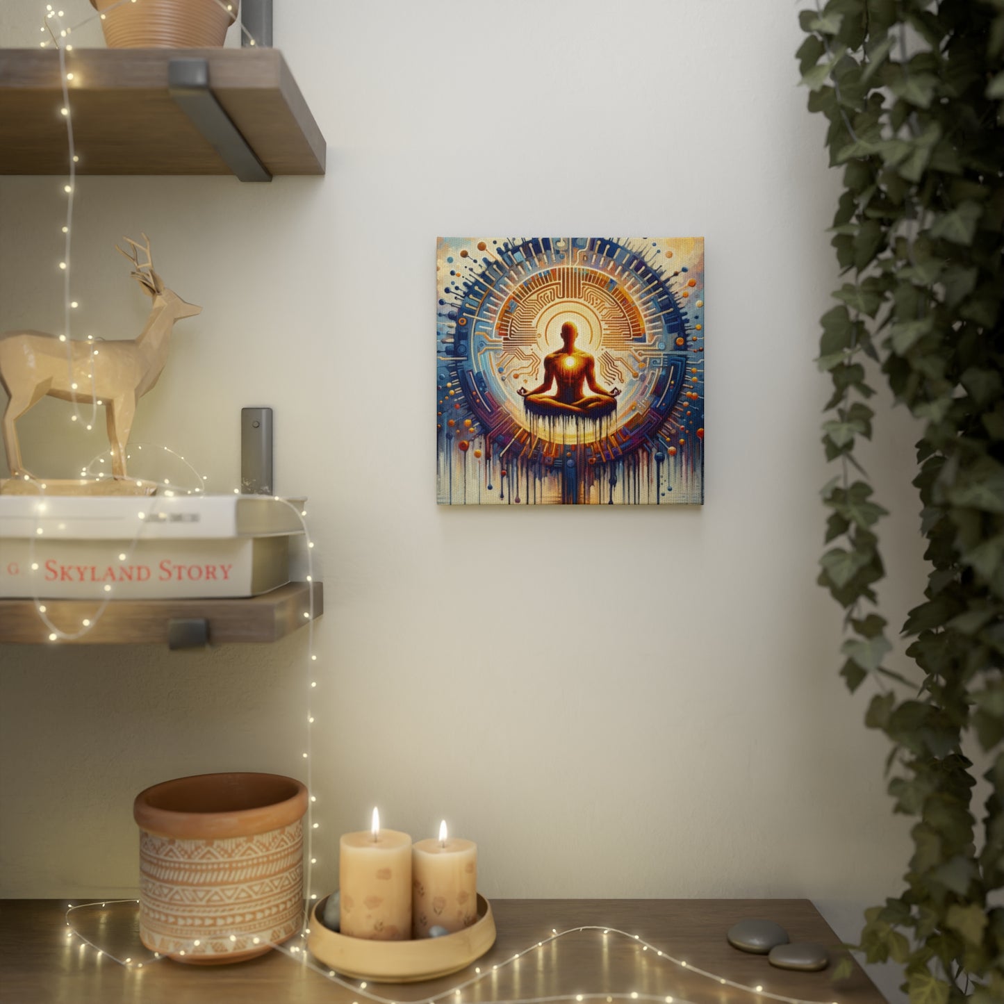 Meditative Technological Fusion Canvas Photo Tile