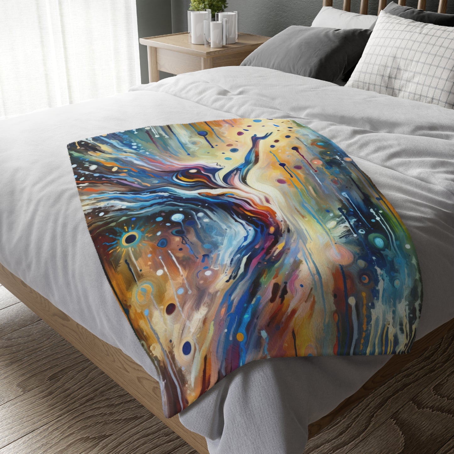 Journey Embrace Tachism Velveteen Microfiber Blanket (Two-sided print)
