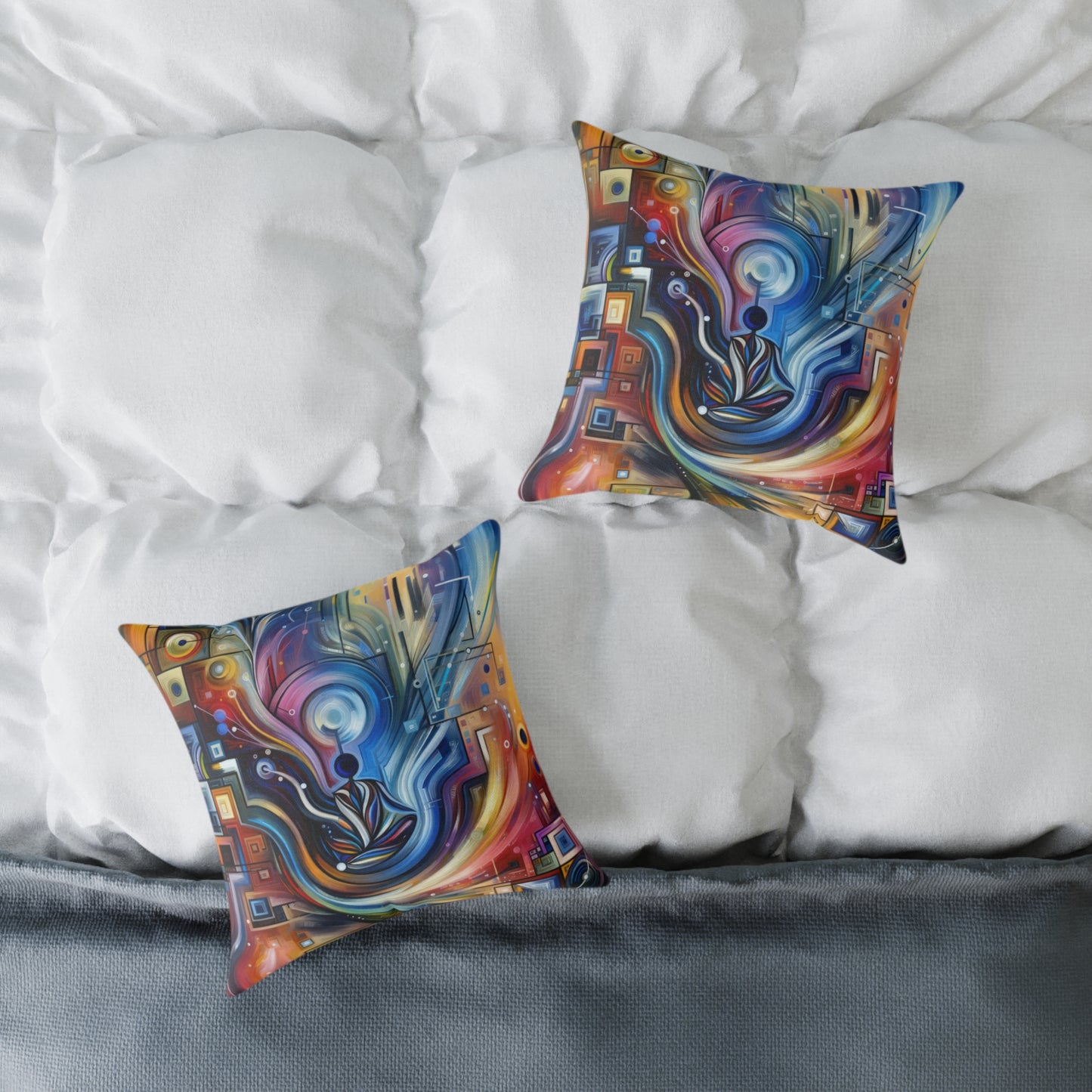 Digital Mindfulness Abstract Spun Polyester Pillow