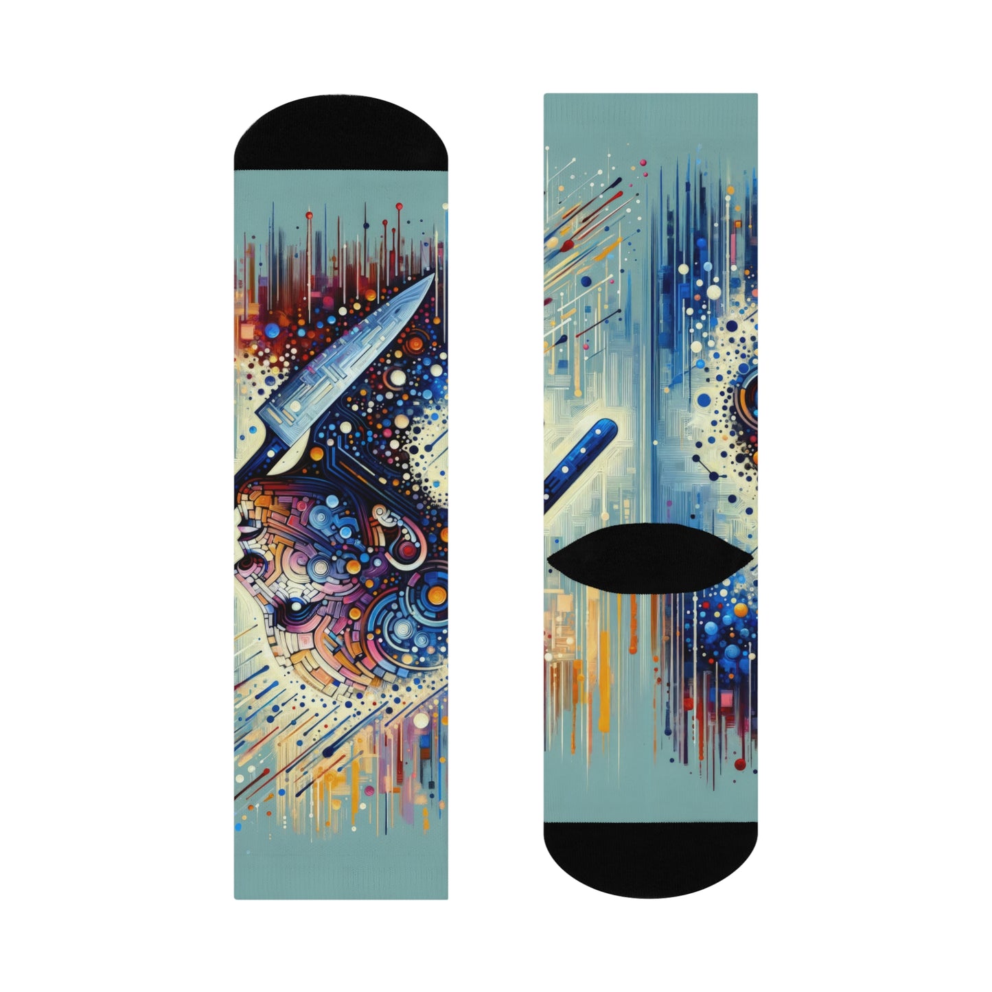 Digital Carving Abstract Cushioned Crew Socks